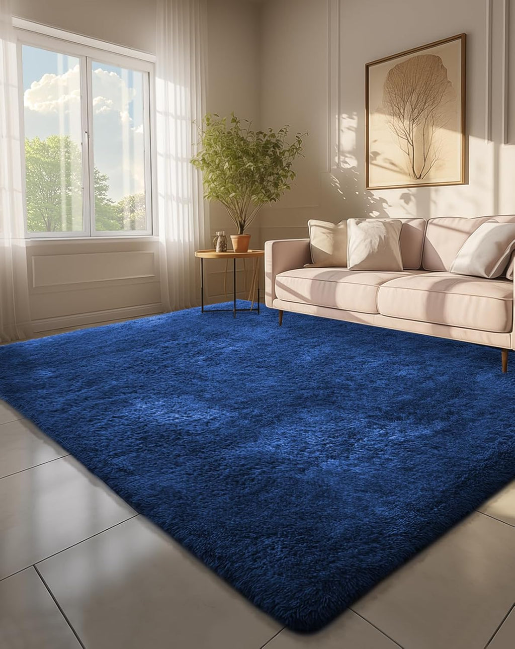 Grey Fluffy Shag Area Rug
