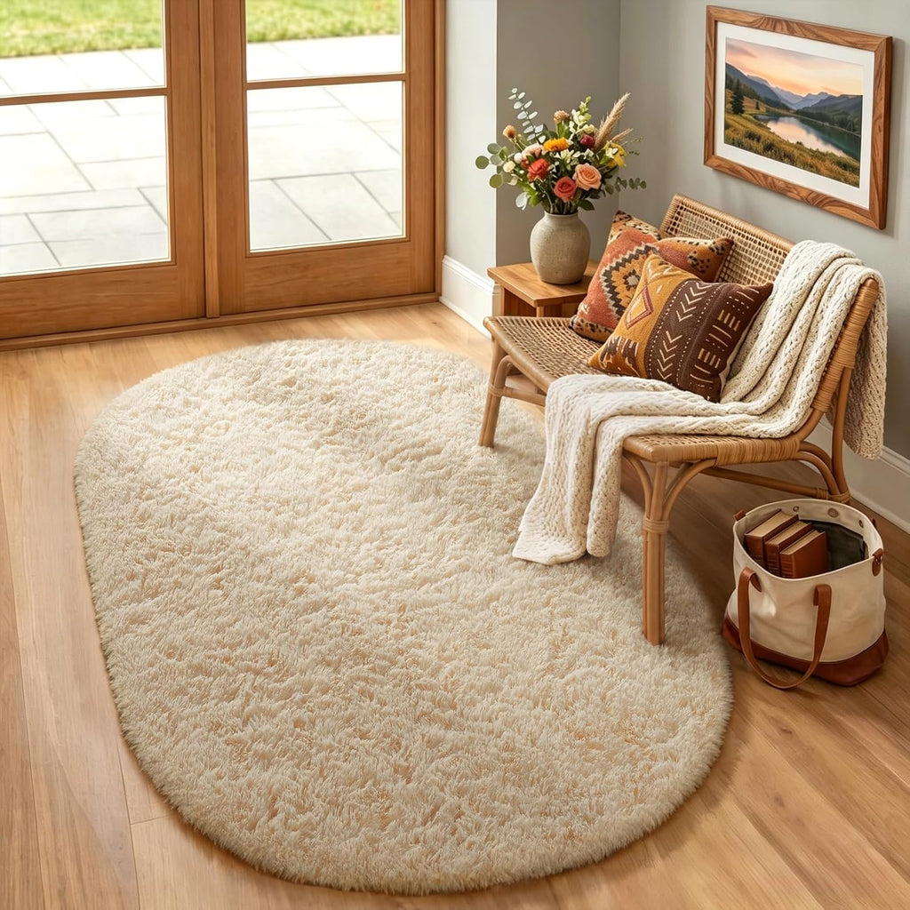 Grey Fluffy Shag Area Rug