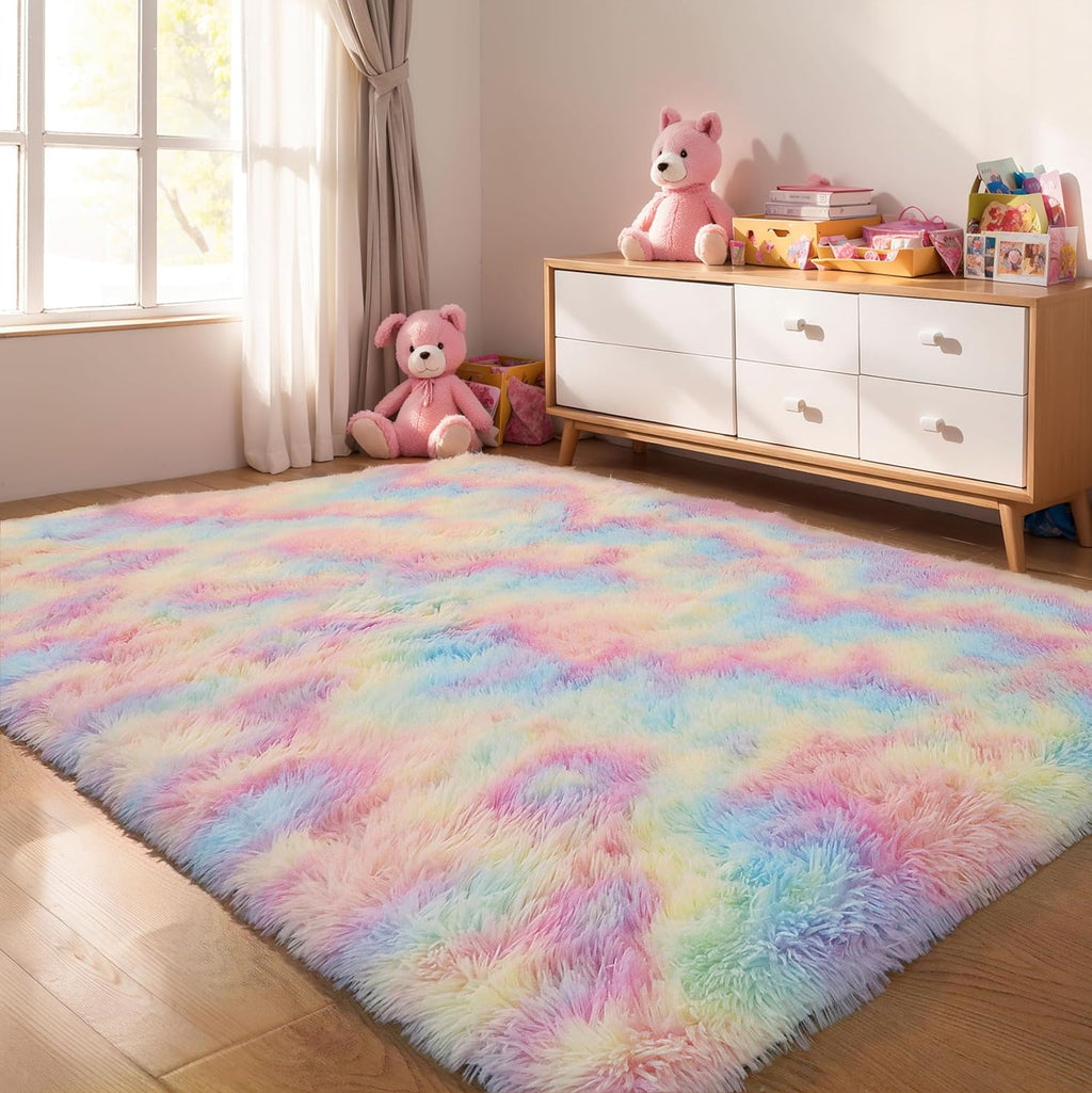 Pink Fluffy Shag Area Rug