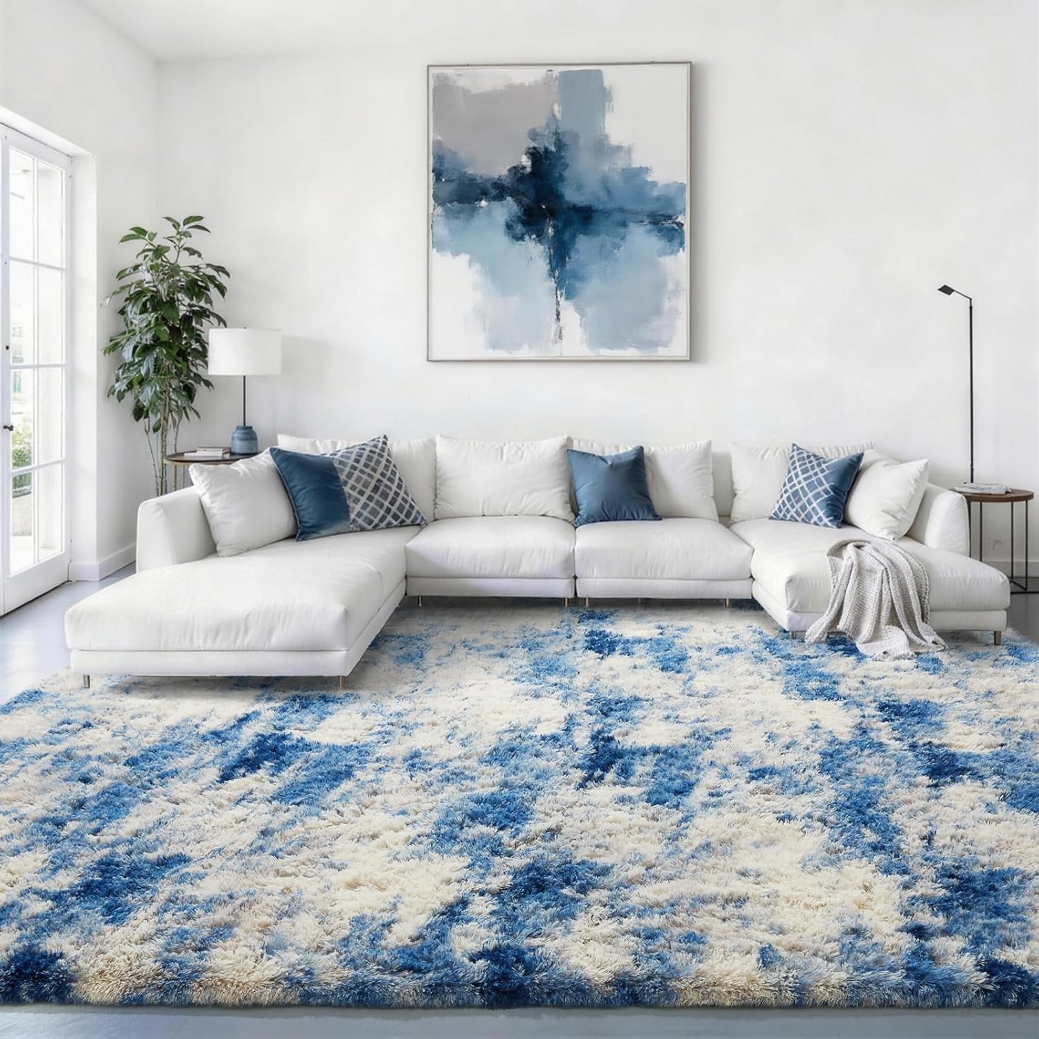 Grey Fluffy Shag Area Rug
