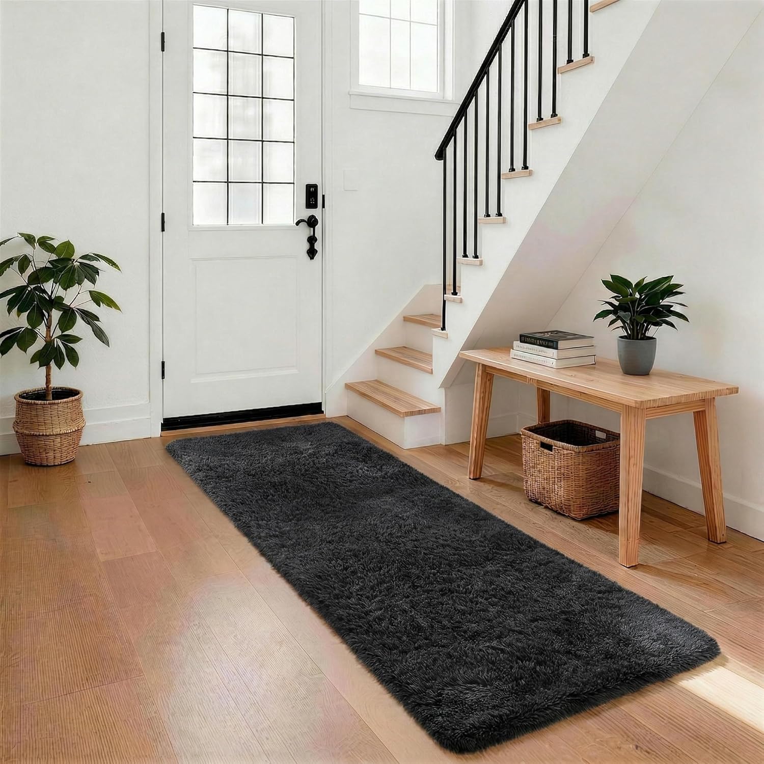Grey Fluffy Shag Area Rug