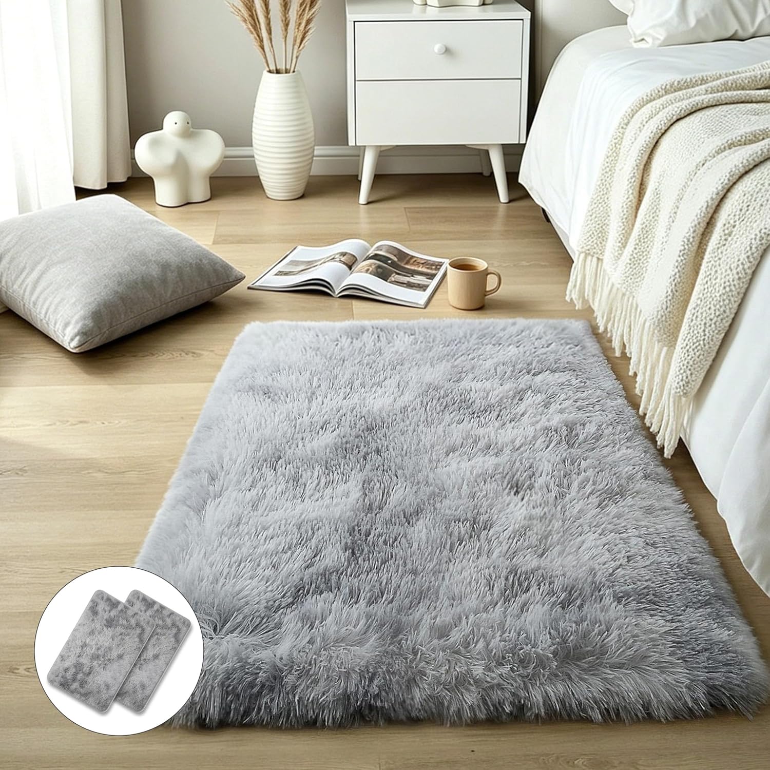 Pink Fluffy Shag Area Rug