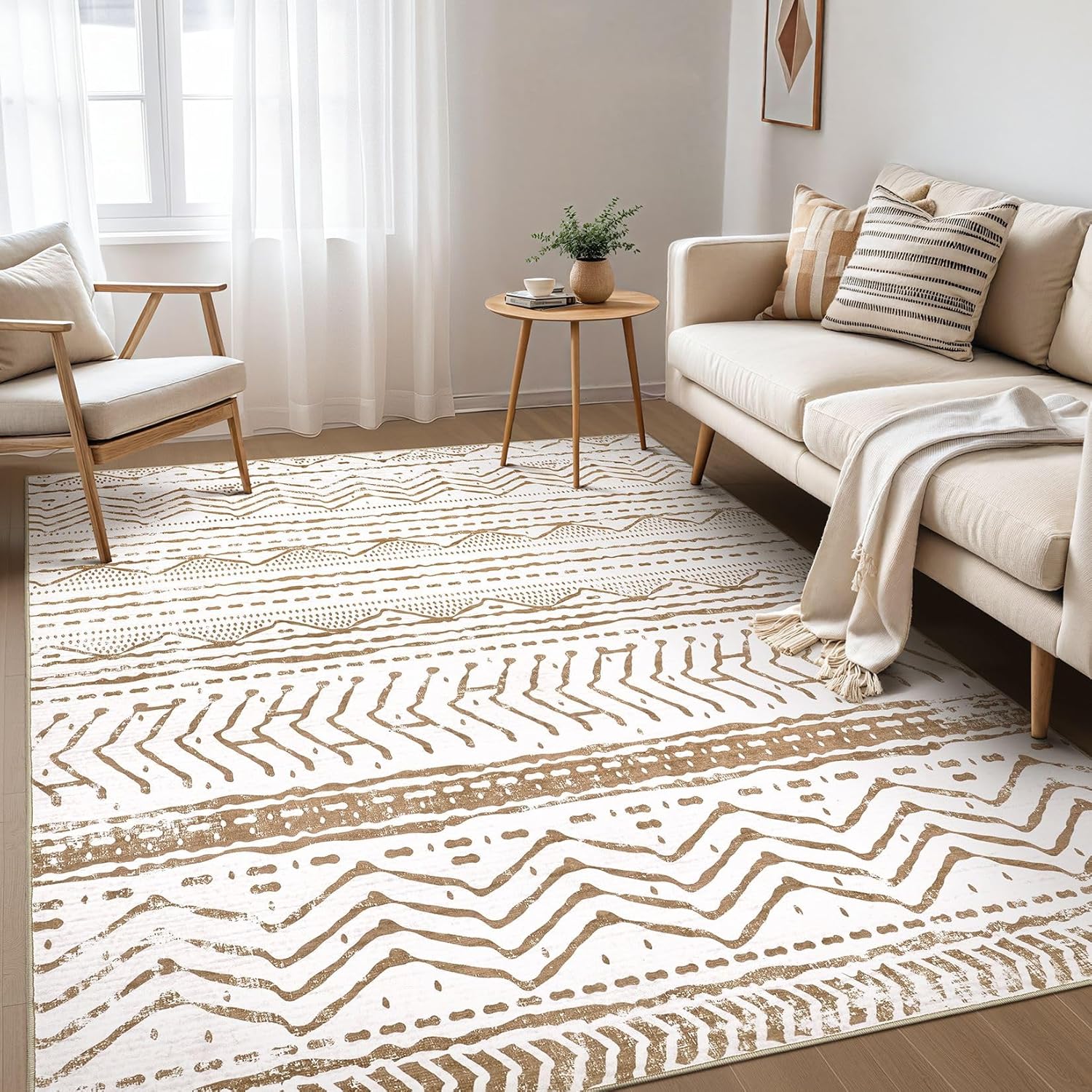 Boho Moroccan Washable Area Rug