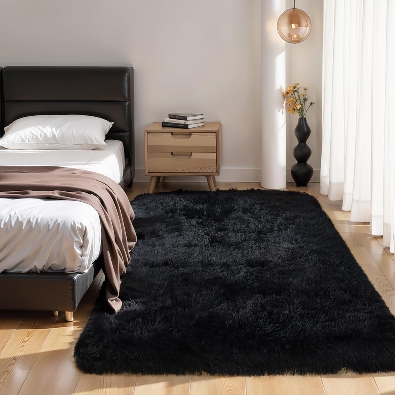 Pink Fluffy Shag Area Rug