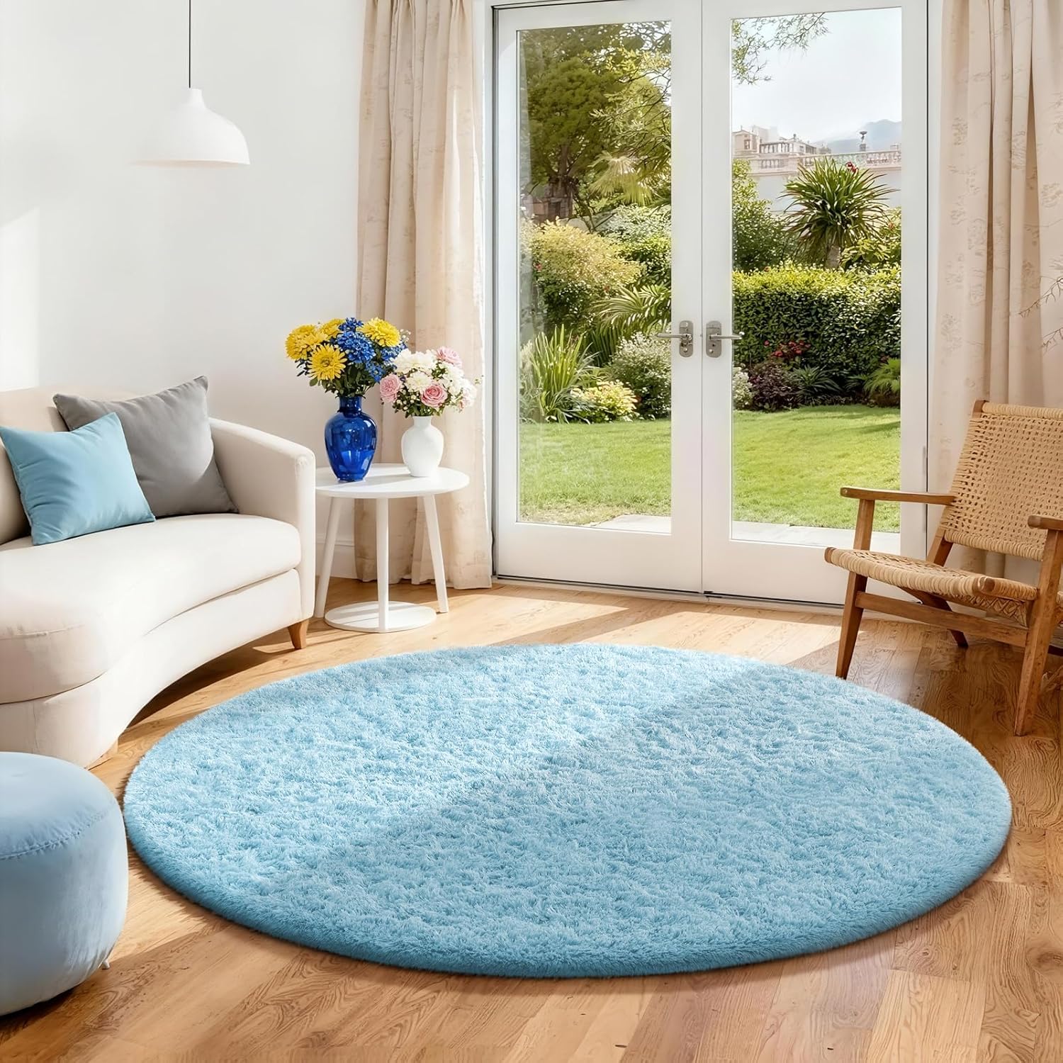 Grey Fluffy Shag Area Rug