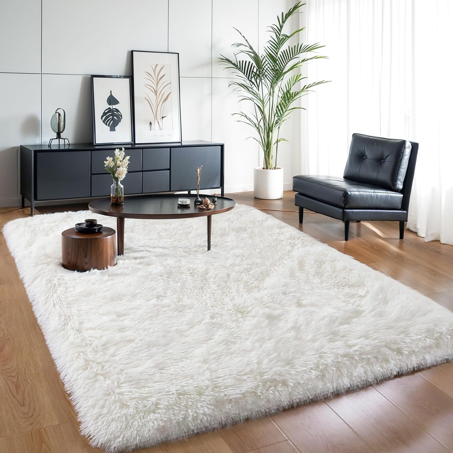 Pink Fluffy Shag Area Rug