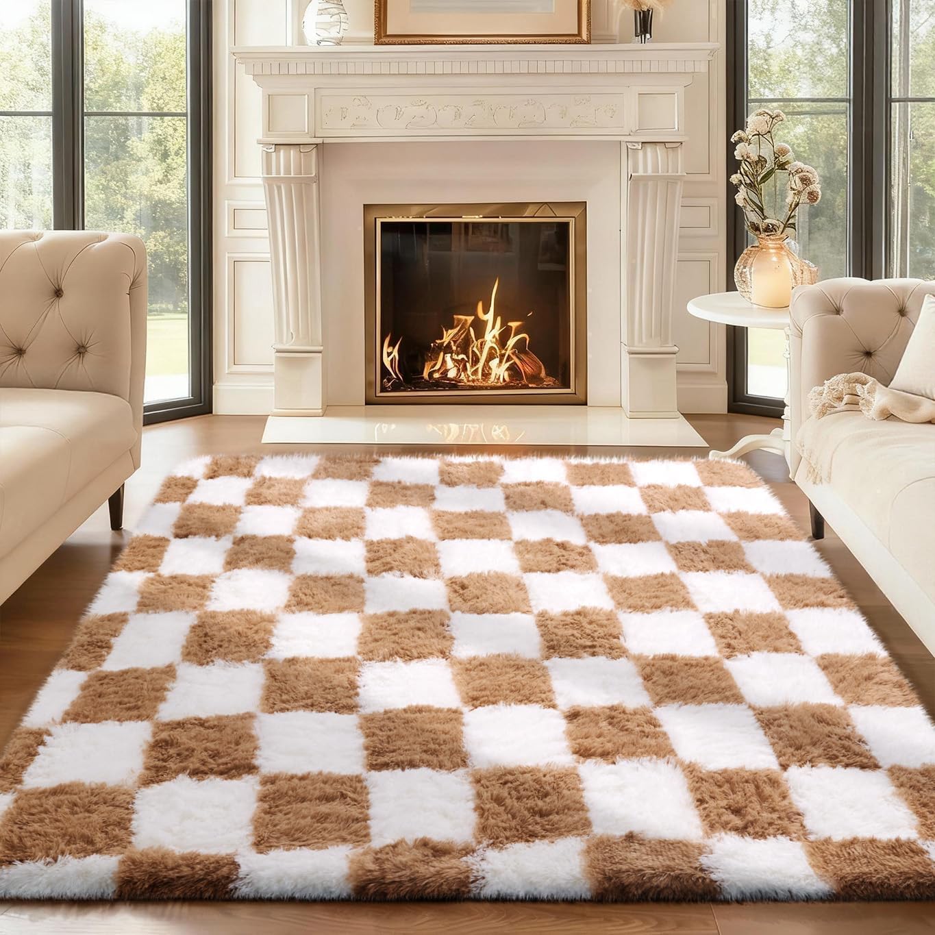 Grey Fluffy Shag Area Rug