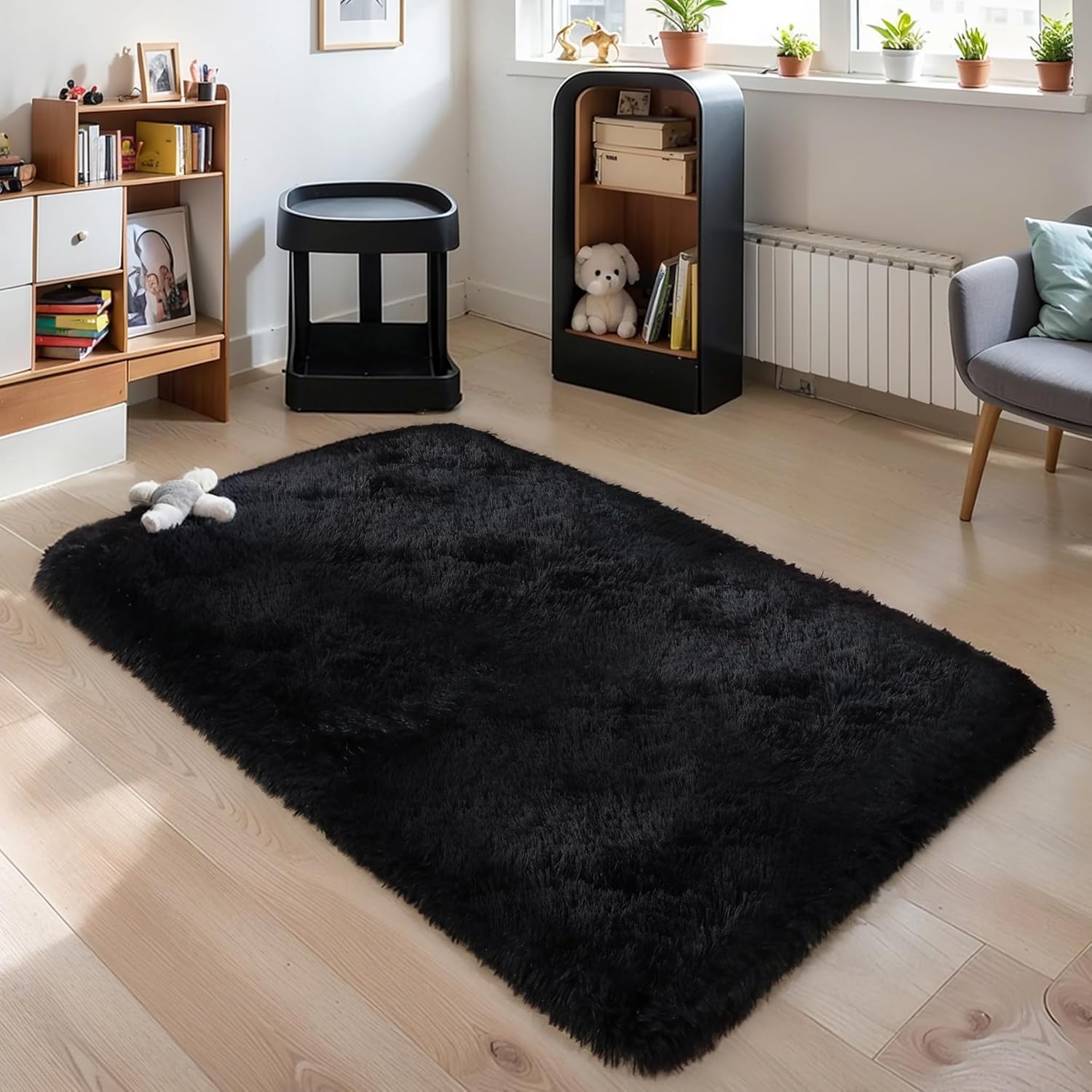 Pink Fluffy Shag Area Rug