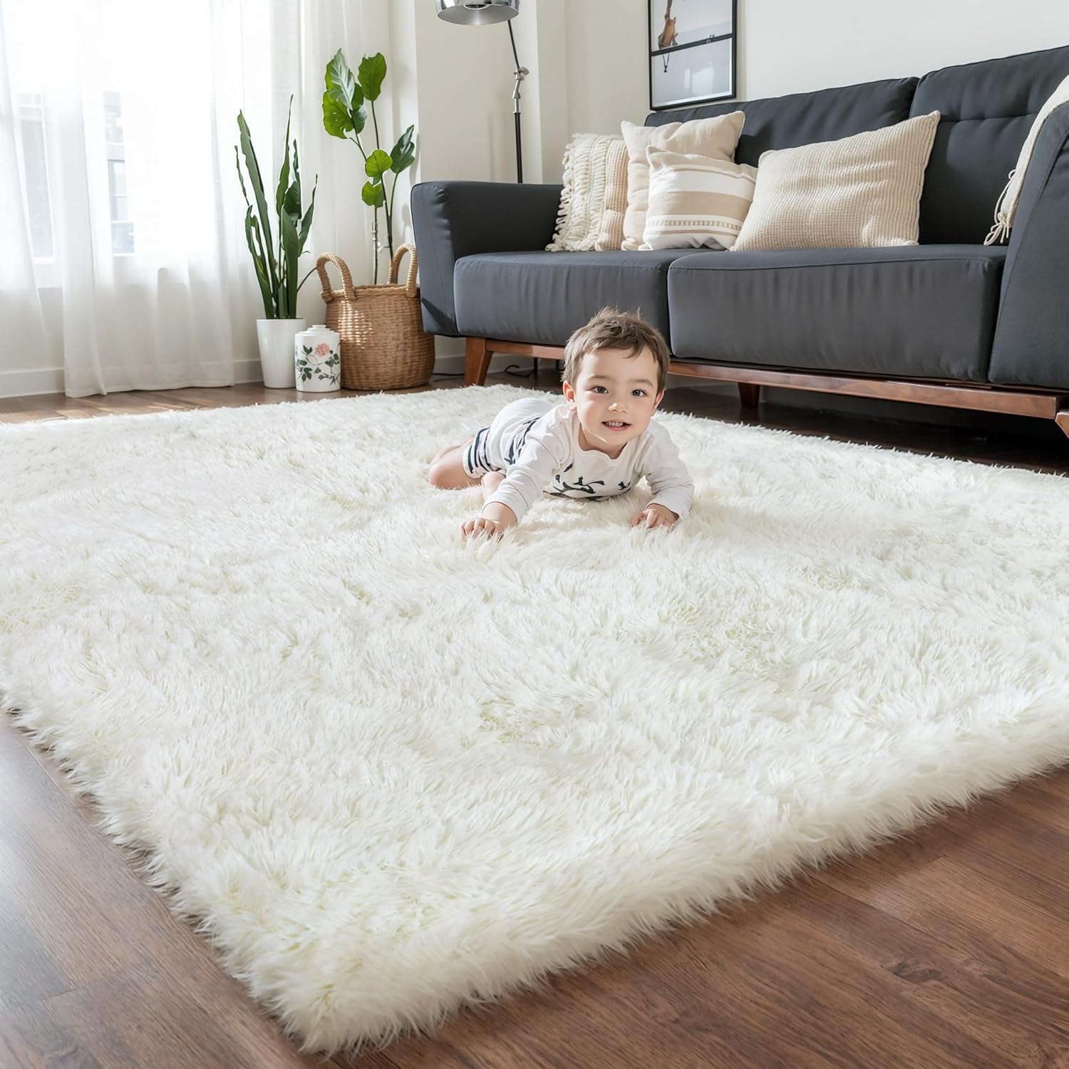 Pink Fluffy Shag Area Rug