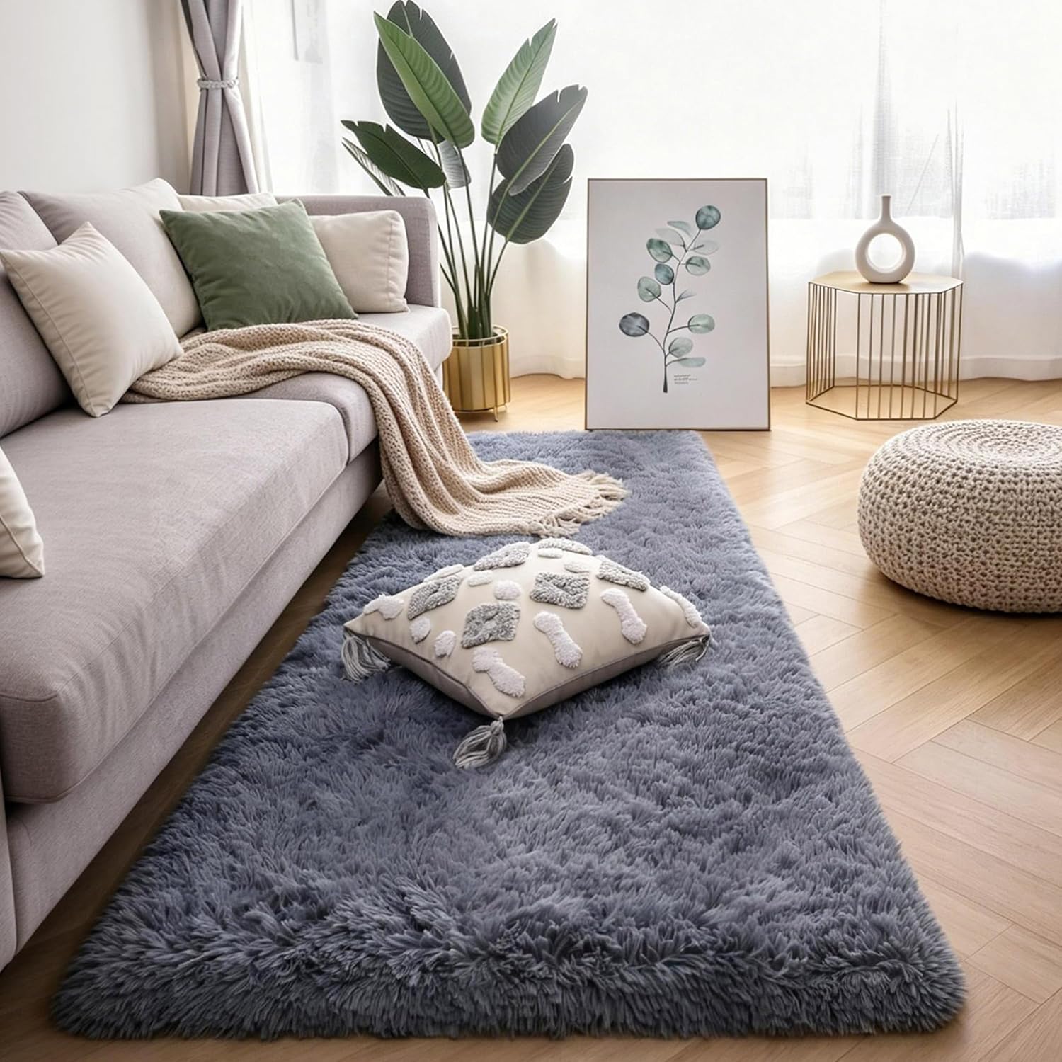 Pink Fluffy Shag Area Rug