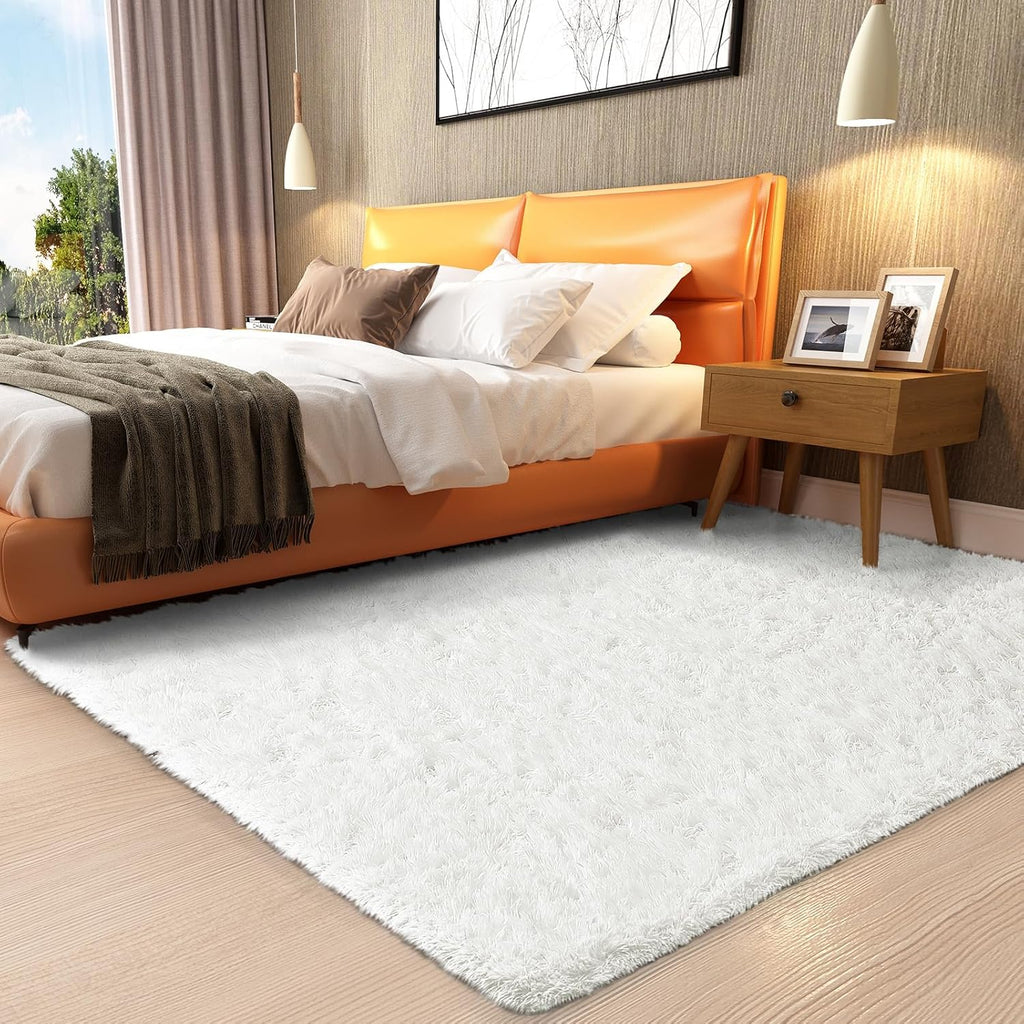 Grey Fluffy Shag Area Rug