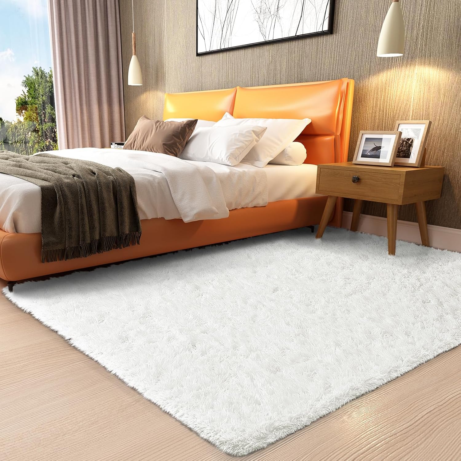 Grey Fluffy Shag Area Rug
