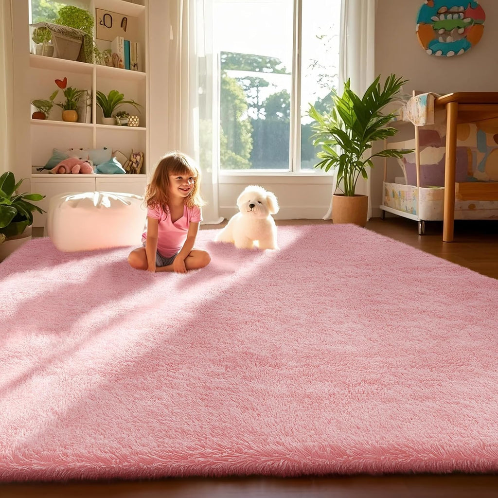 Grey Fluffy Shag Area Rug