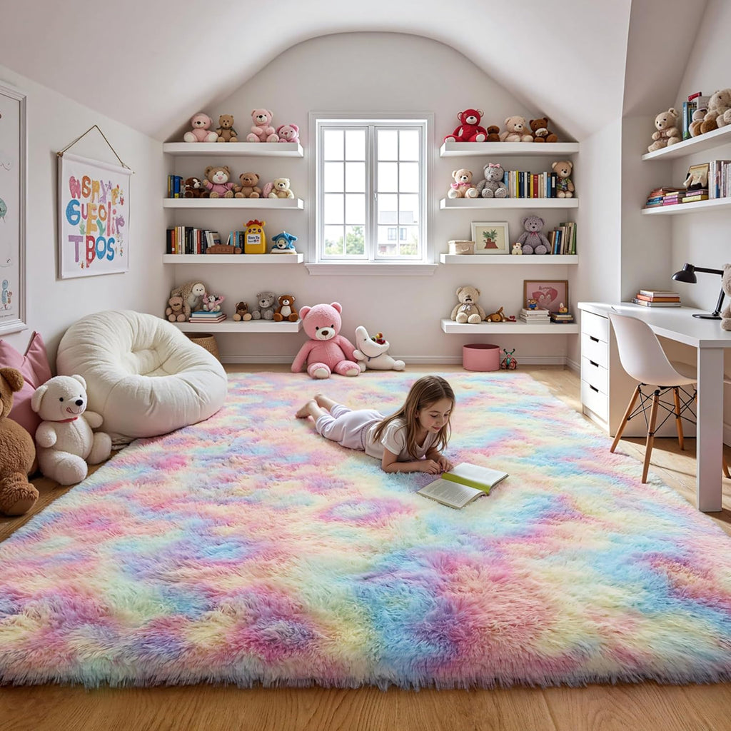 Pink Fluffy Shag Area Rug