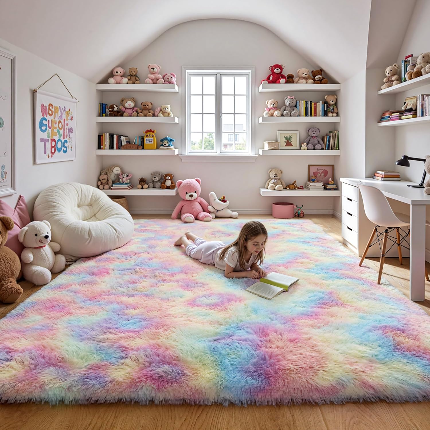 Pink Fluffy Shag Area Rug