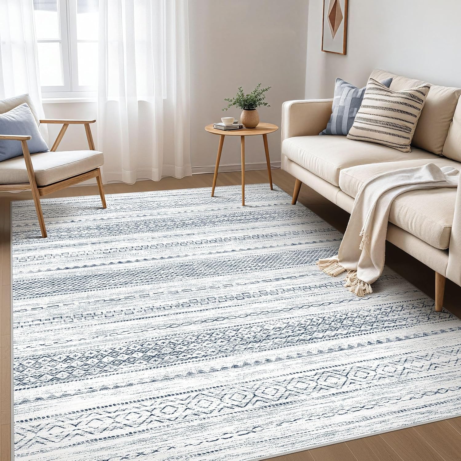 Boho Moroccan Washable Area Rug