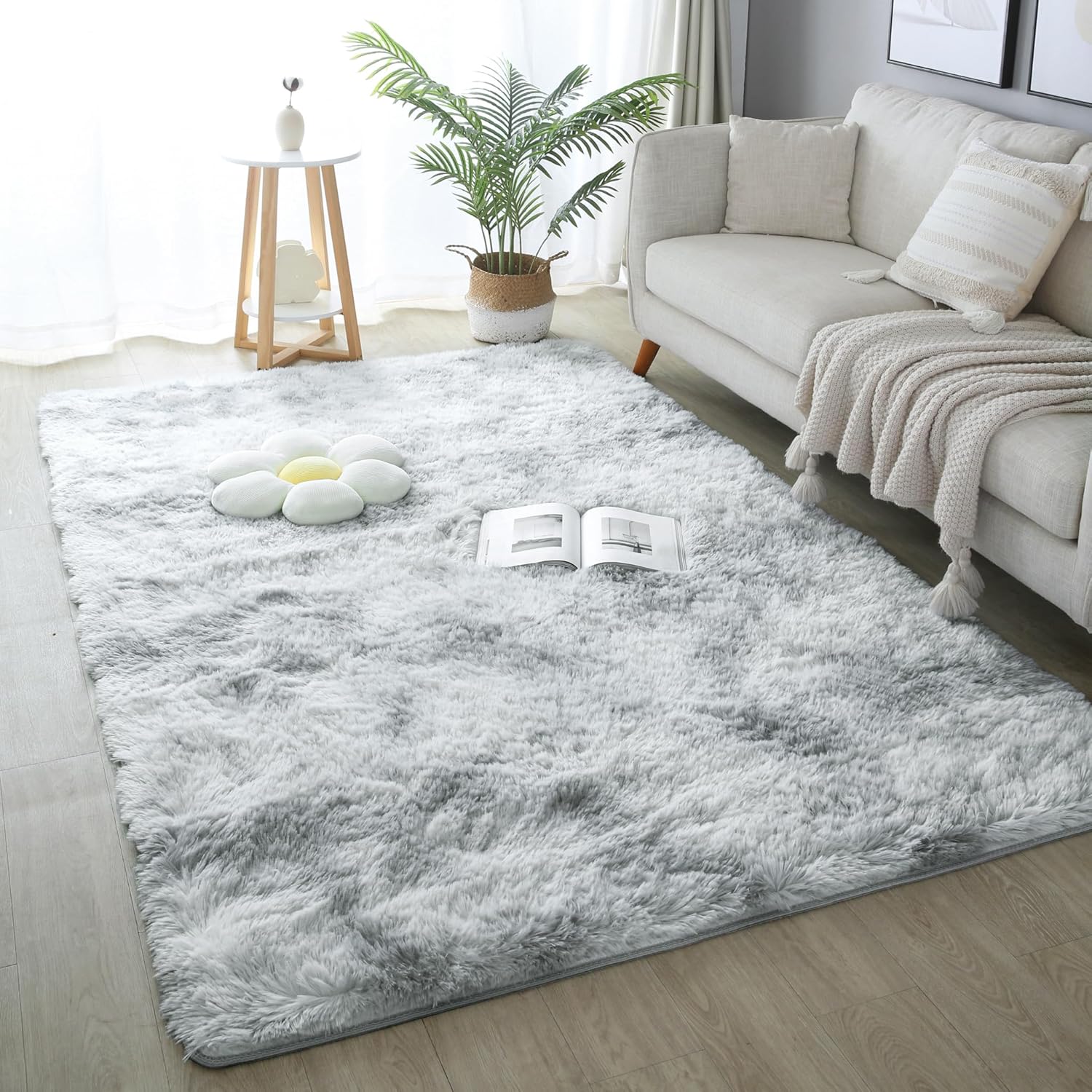 Pink Fluffy Shag Area Rug