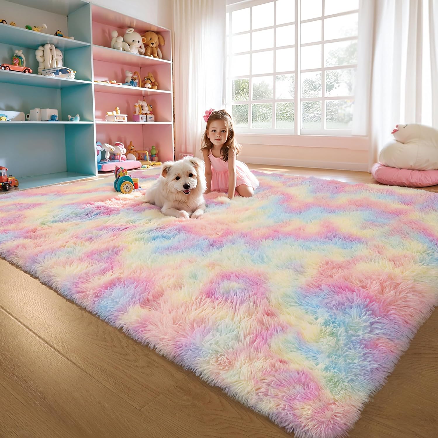 Pink Fluffy Shag Area Rug