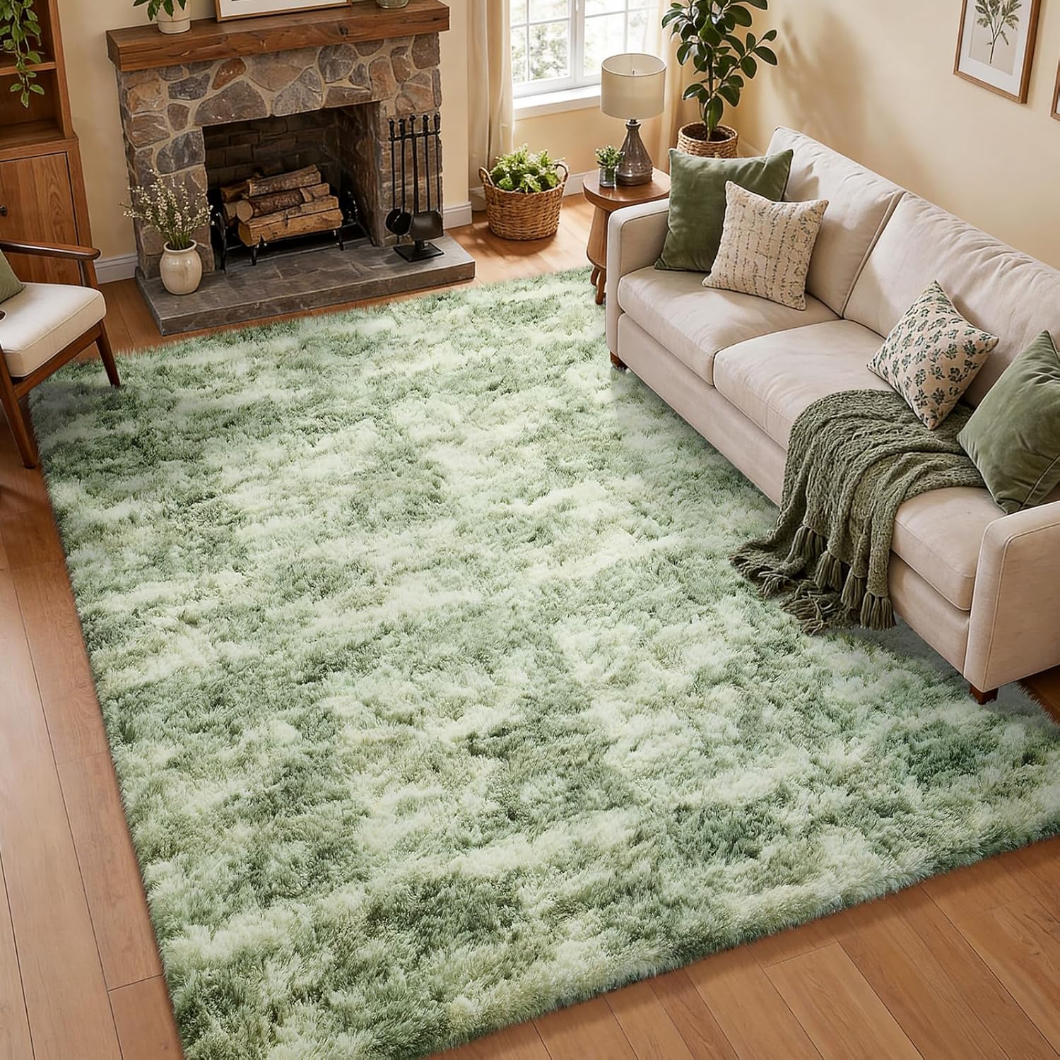 Grey Fluffy Shag Area Rug