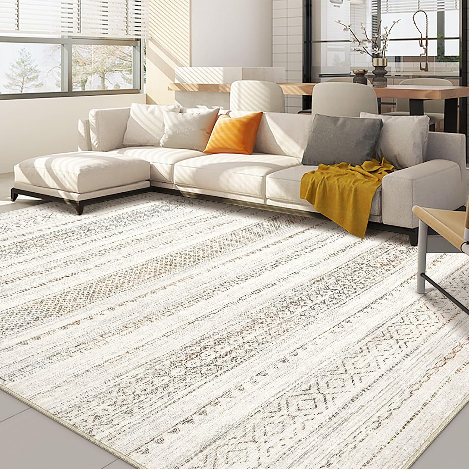 Boho Moroccan Washable Area Rug