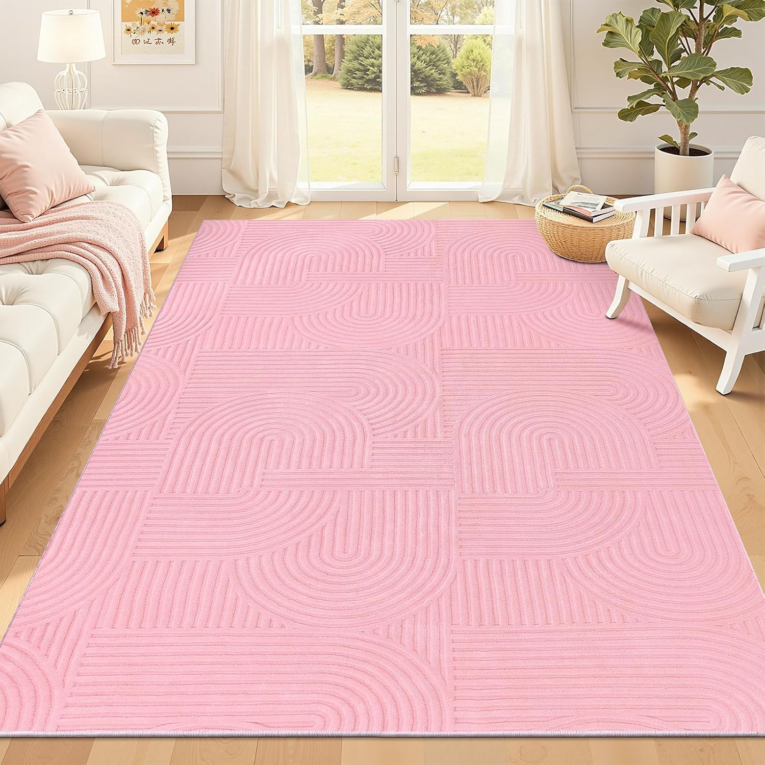 Modern Beige Washable Area Rug