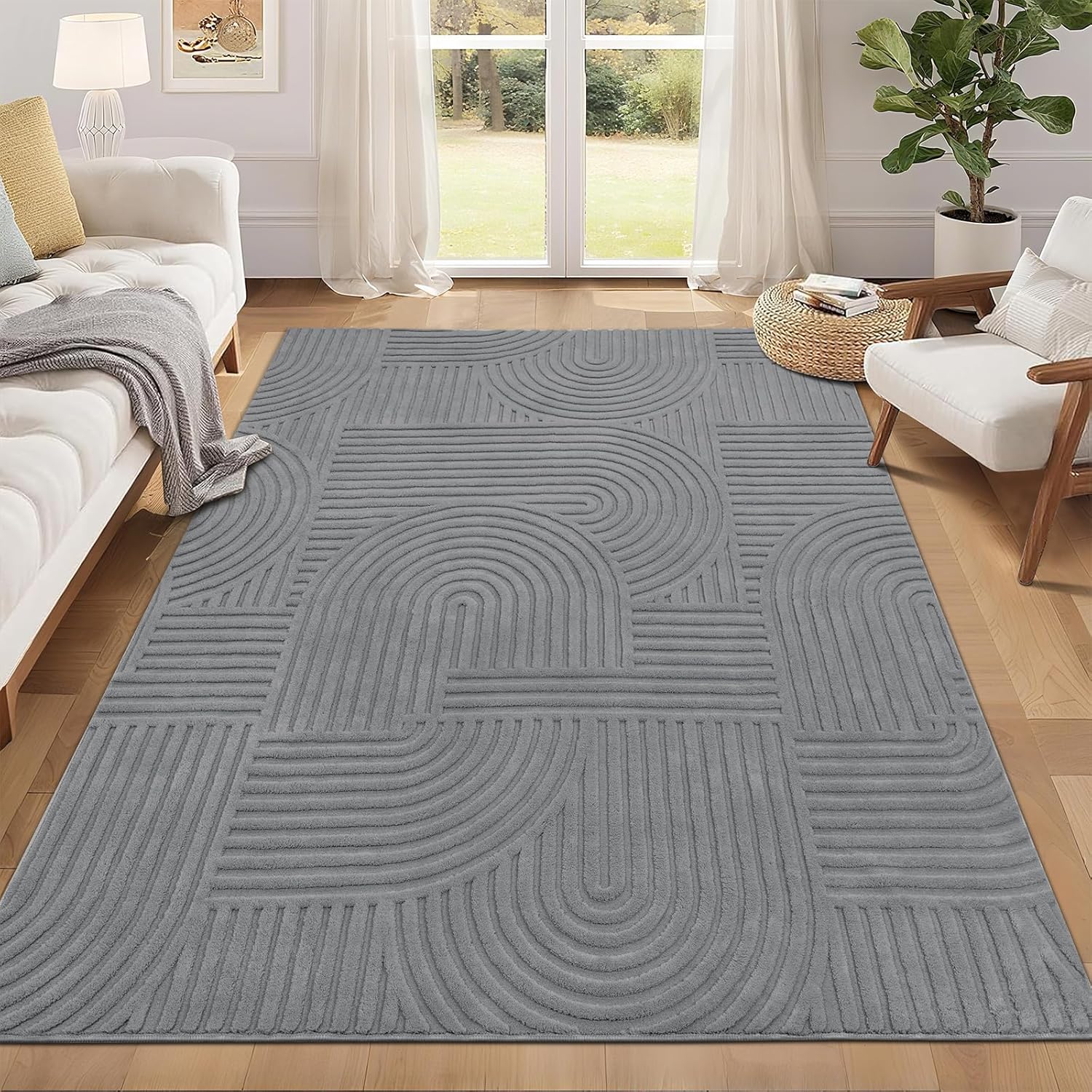 Modern Beige Washable Area Rug