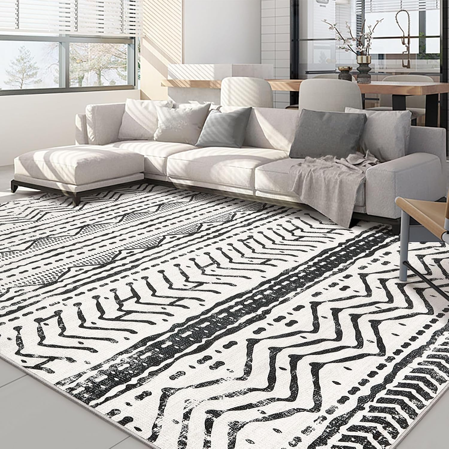 Boho Moroccan Washable Area Rug