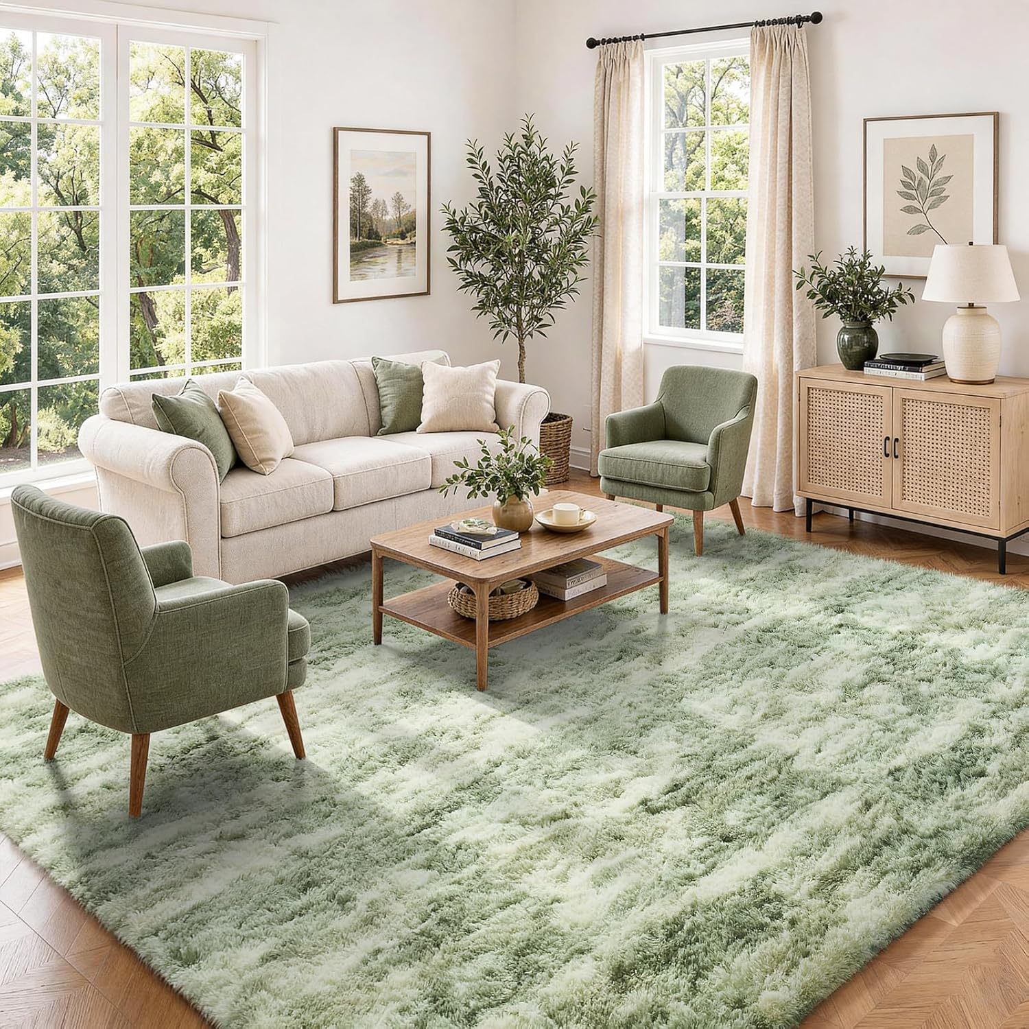 Grey Fluffy Shag Area Rug