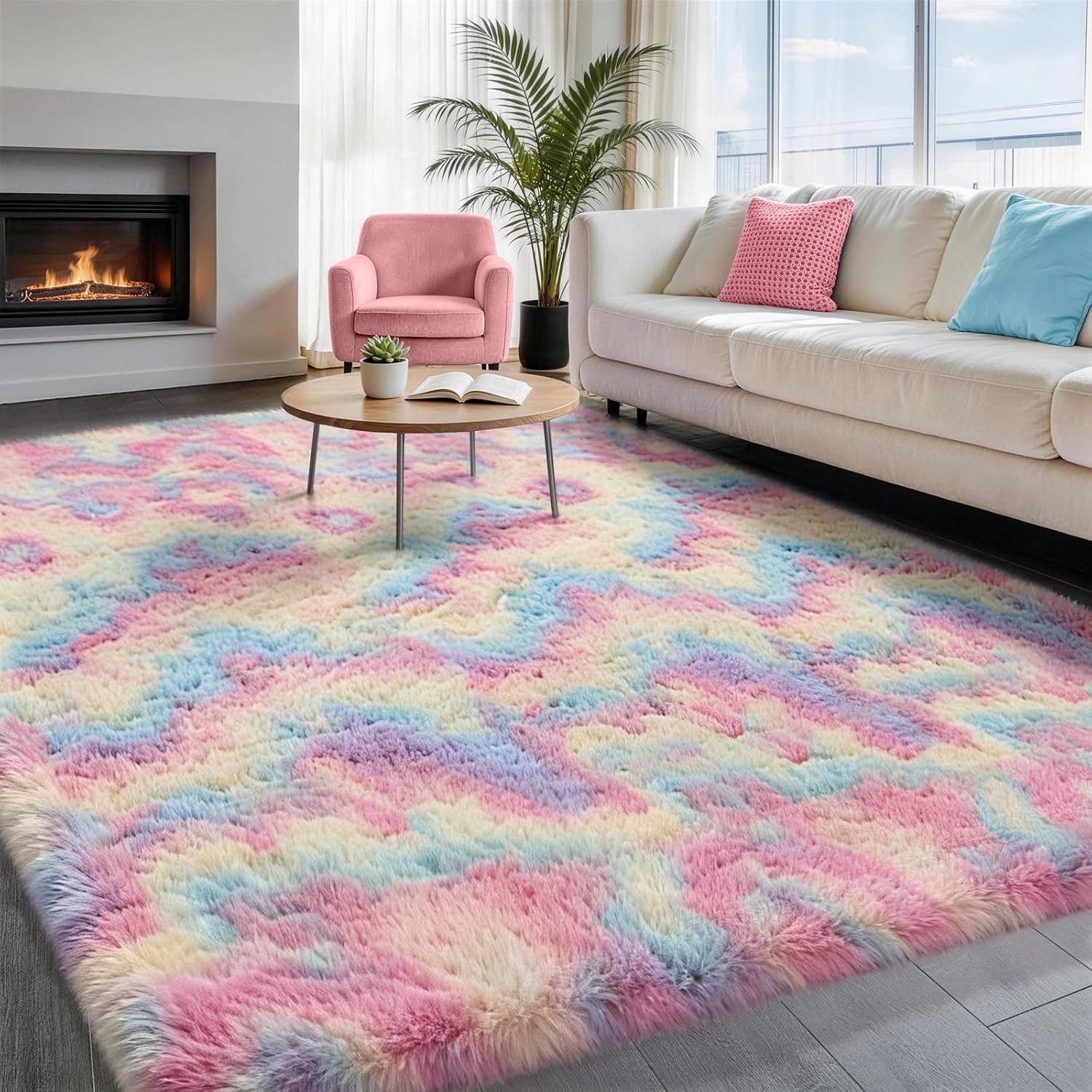 Grey Fluffy Shag Area Rug