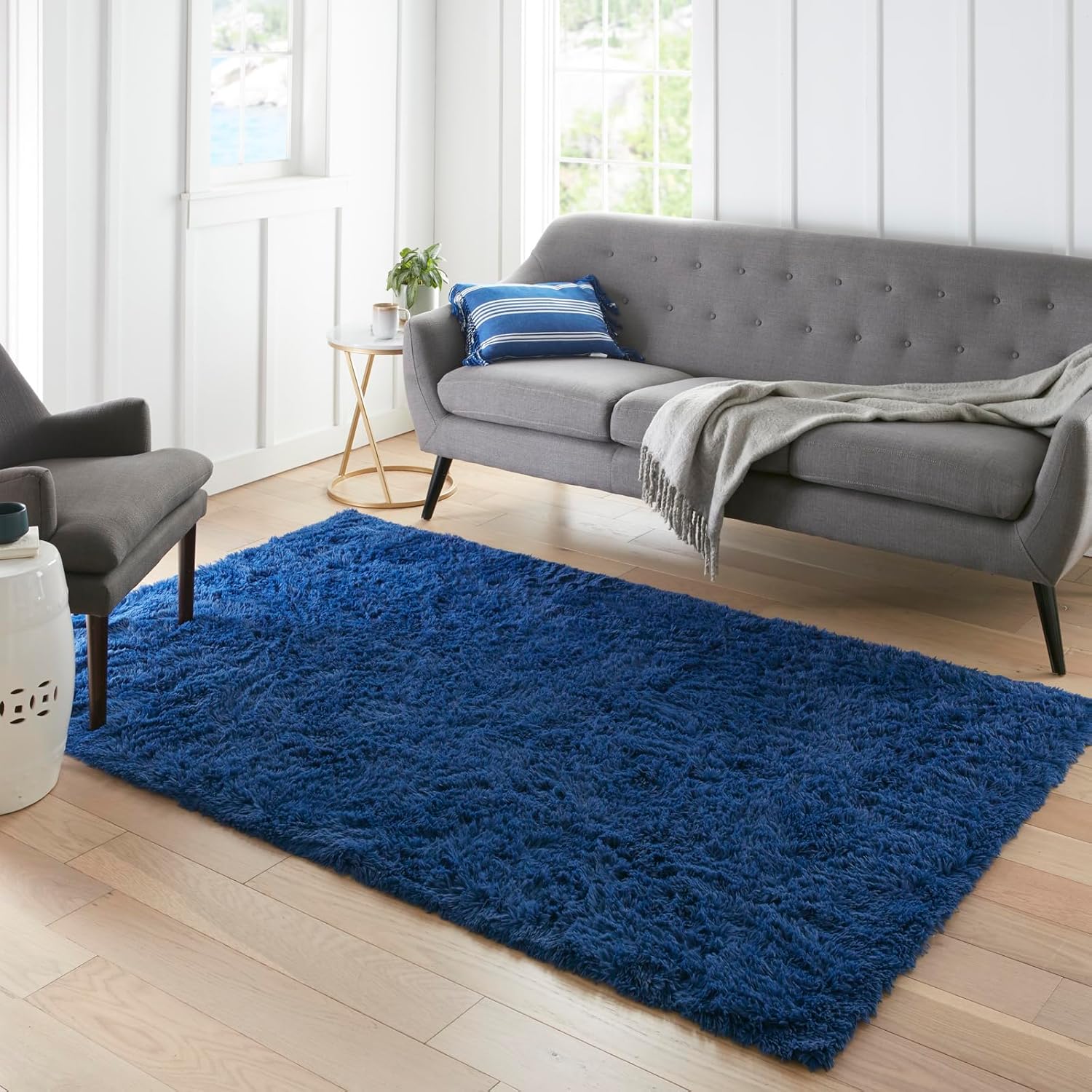 Grey Fluffy Shag Area Rug