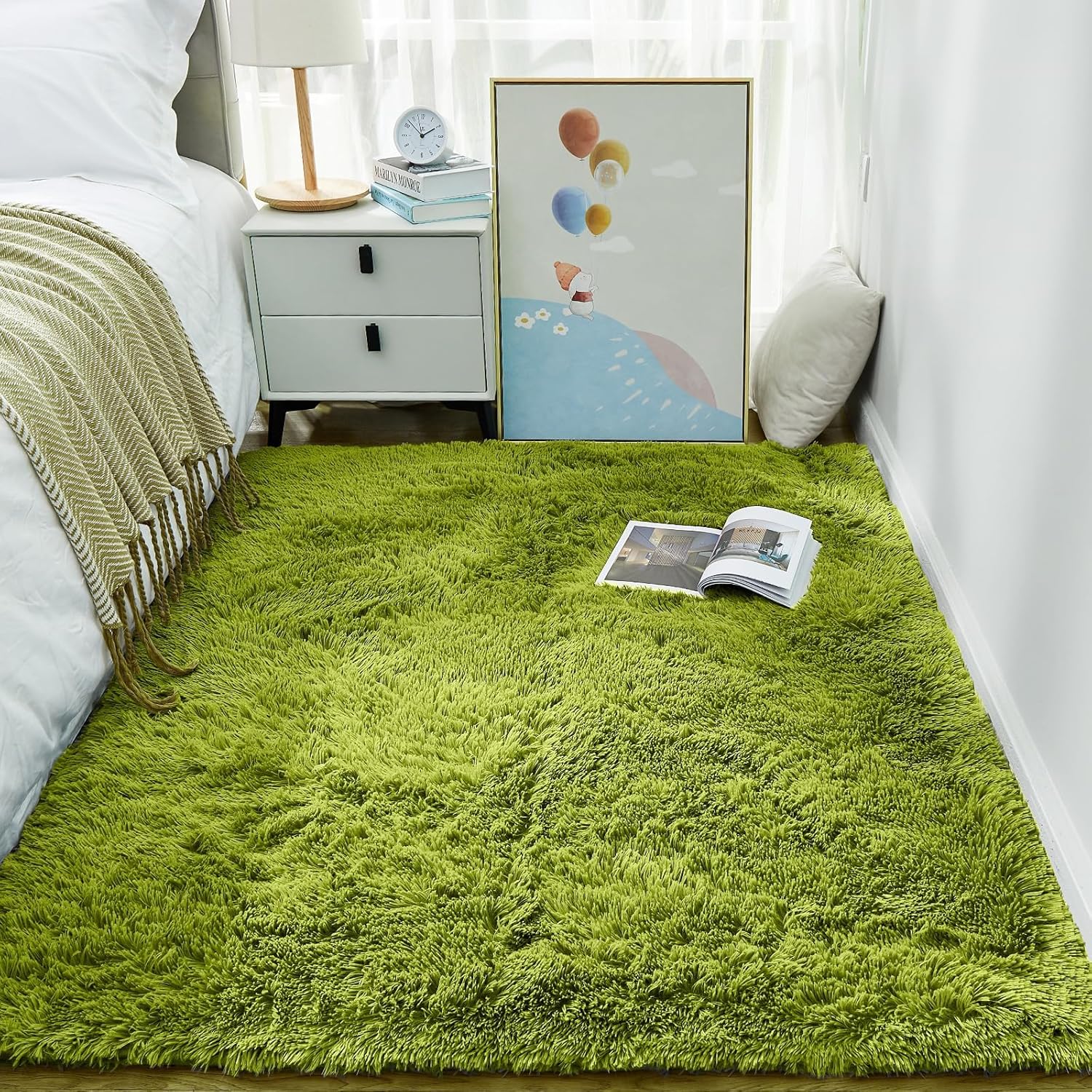 Grey Fluffy Shag Area Rug