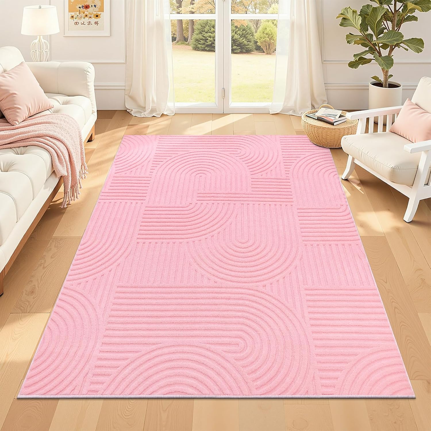 Modern Beige Washable Area Rug