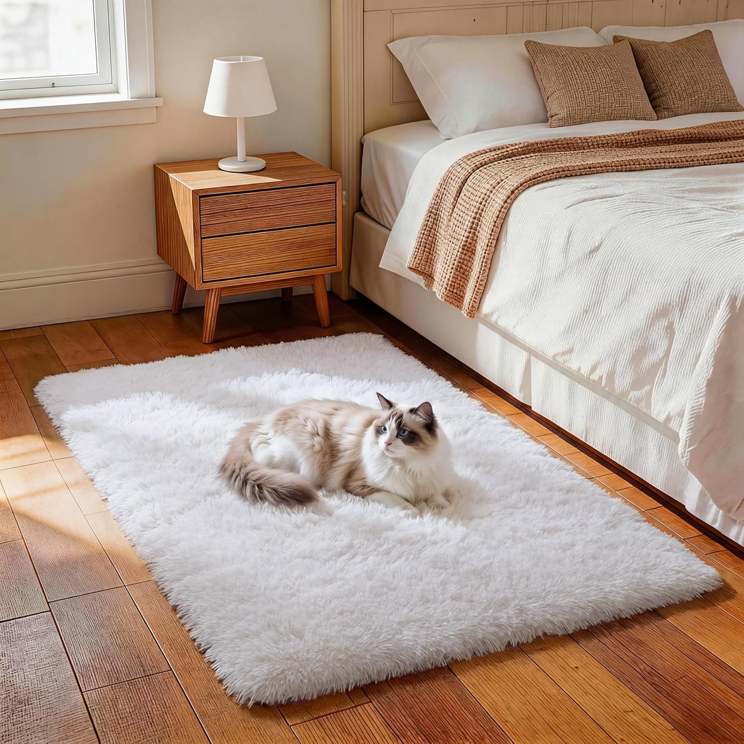 Grey Fluffy Shag Area Rug