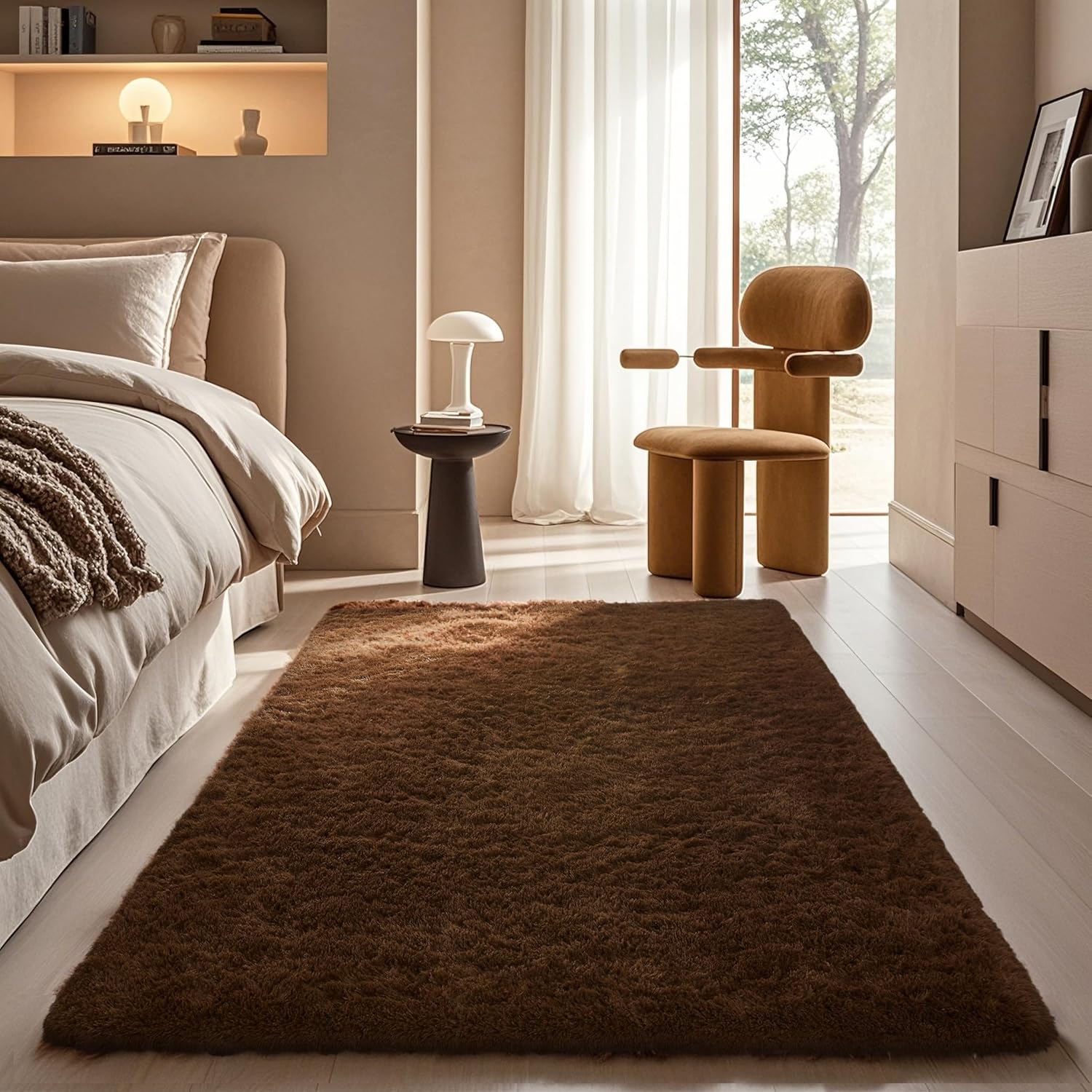 Grey Fluffy Shag Area Rug