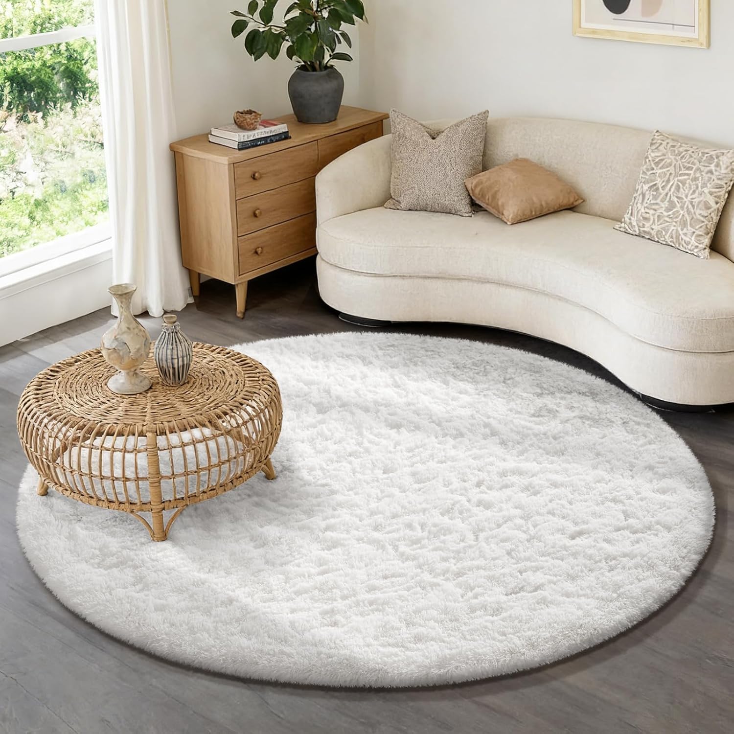 Grey Fluffy Shag Area Rug