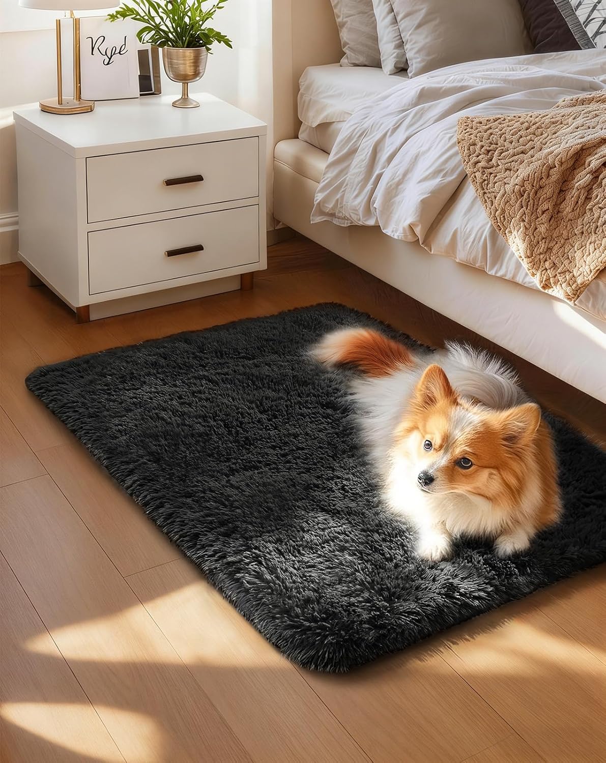 Grey Fluffy Shag Area Rug