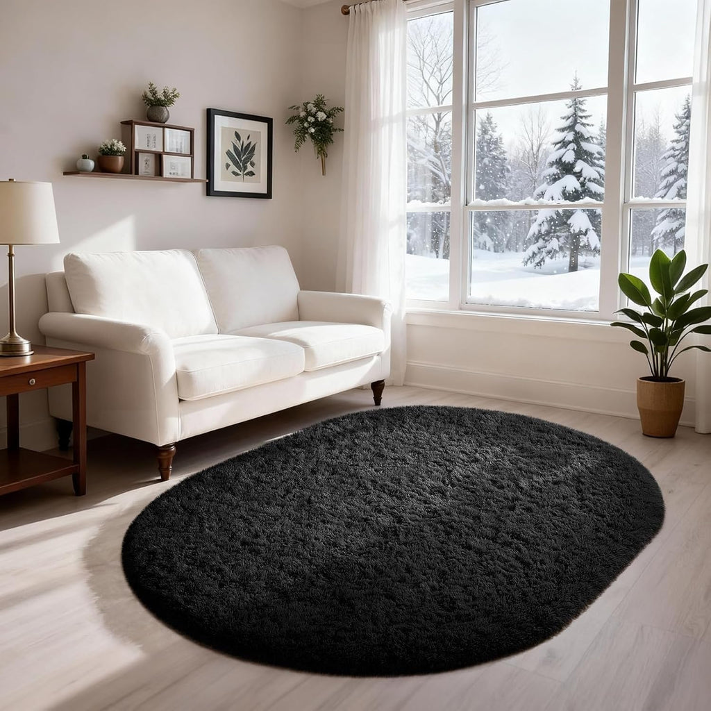 Grey Fluffy Shag Area Rug