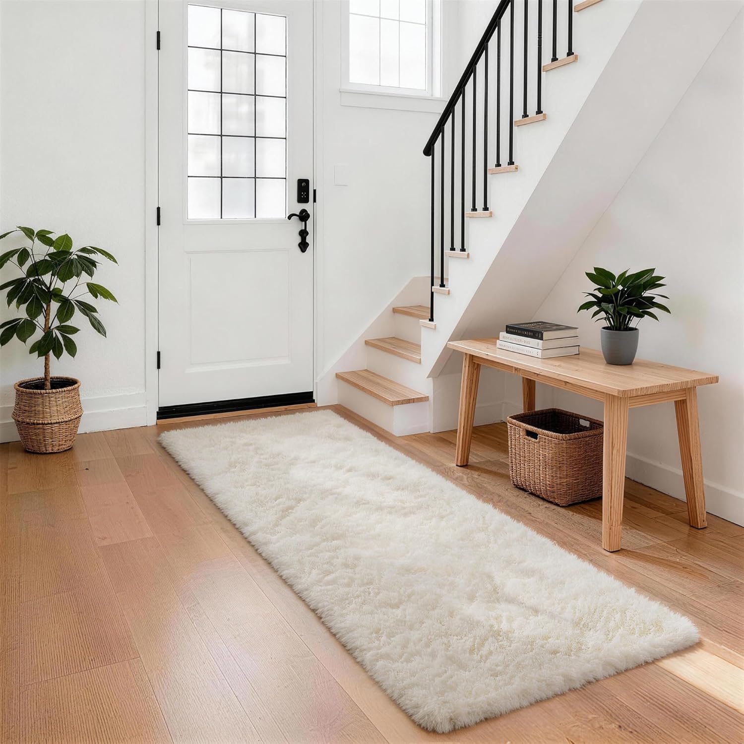 Grey Fluffy Shag Area Rug