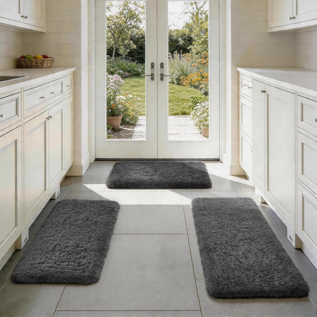 Grey Fluffy Shag Area Rug