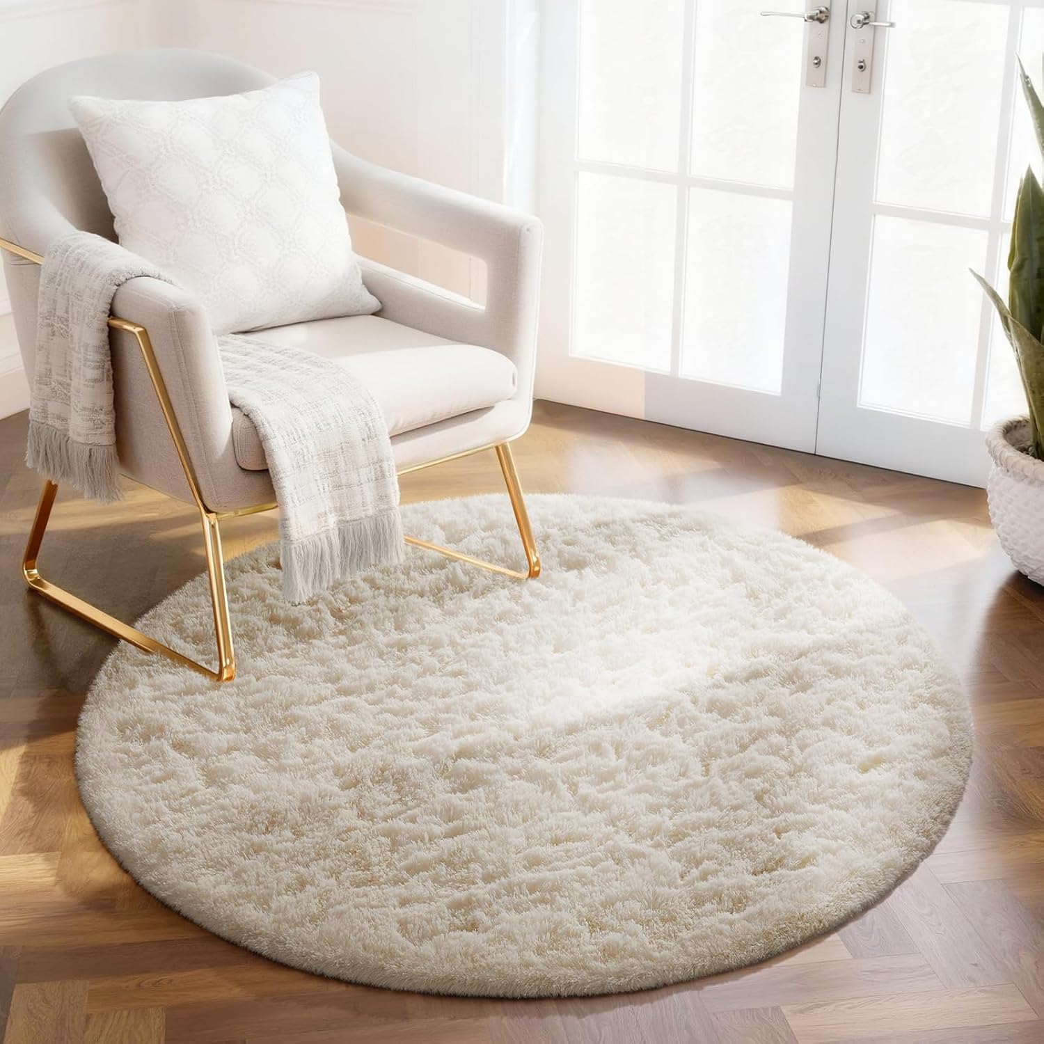Grey Fluffy Shag Area Rug