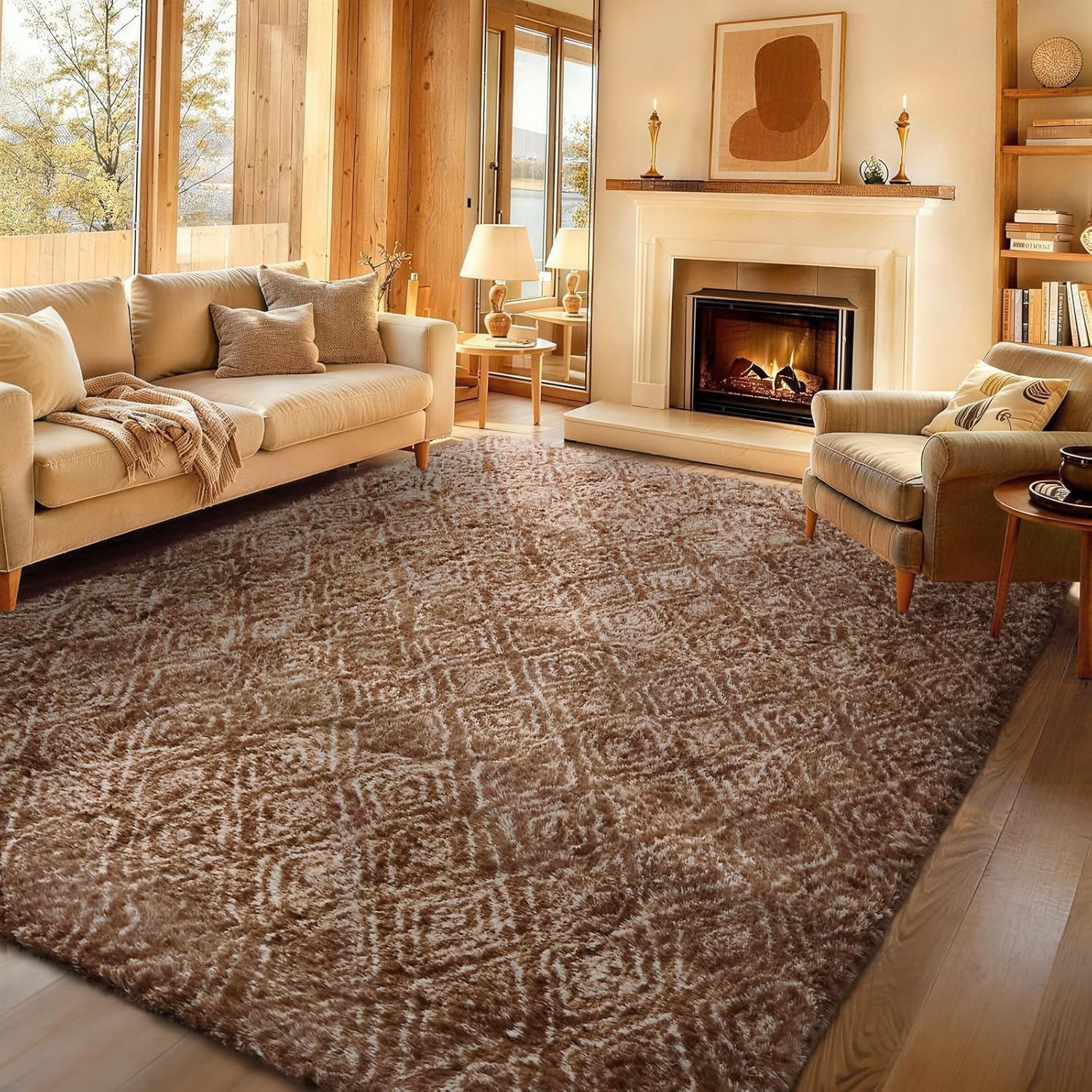 Grey Fluffy Shag Area Rug