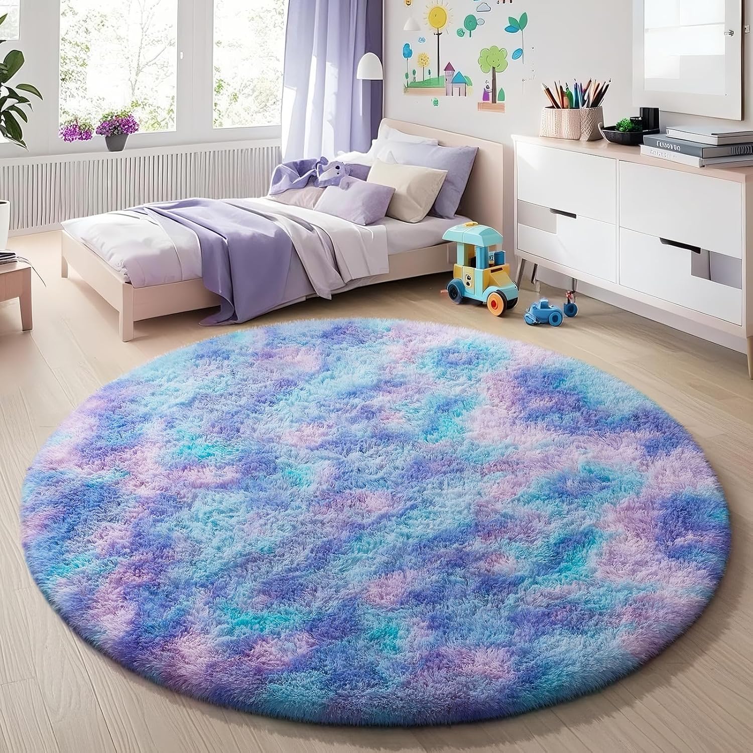 Grey Fluffy Shag Area Rug