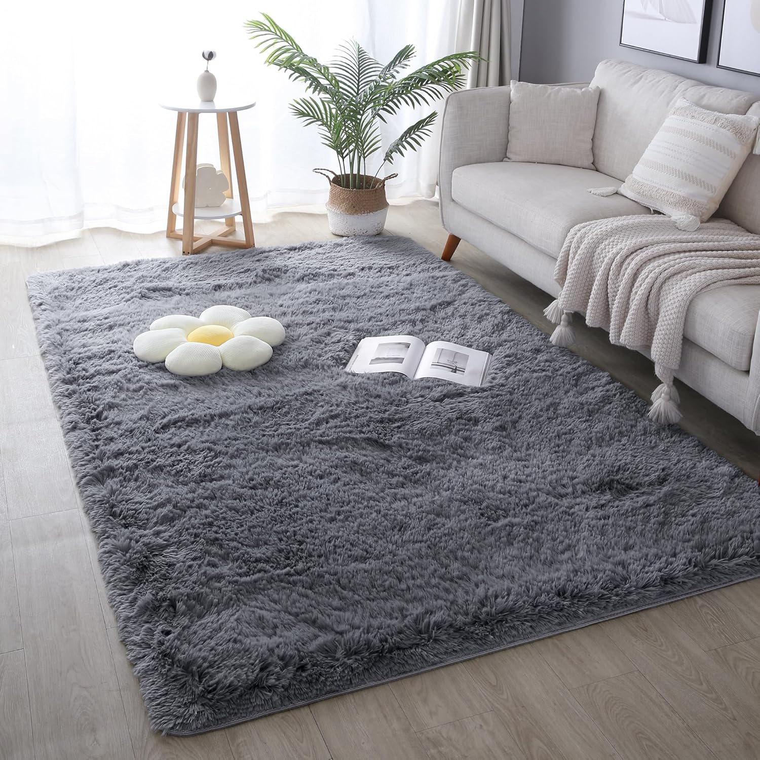 Pink Fluffy Shag Area Rug