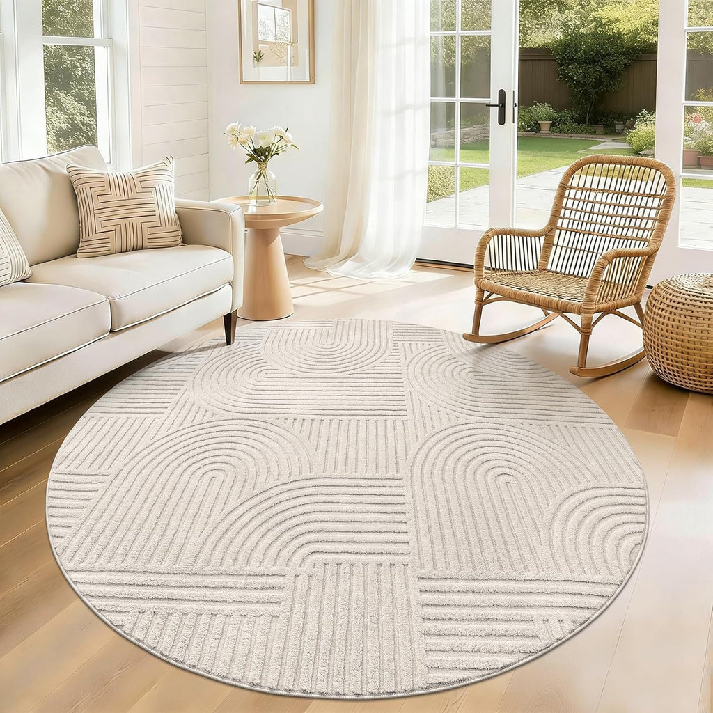 Modern Beige Washable Area Rug
