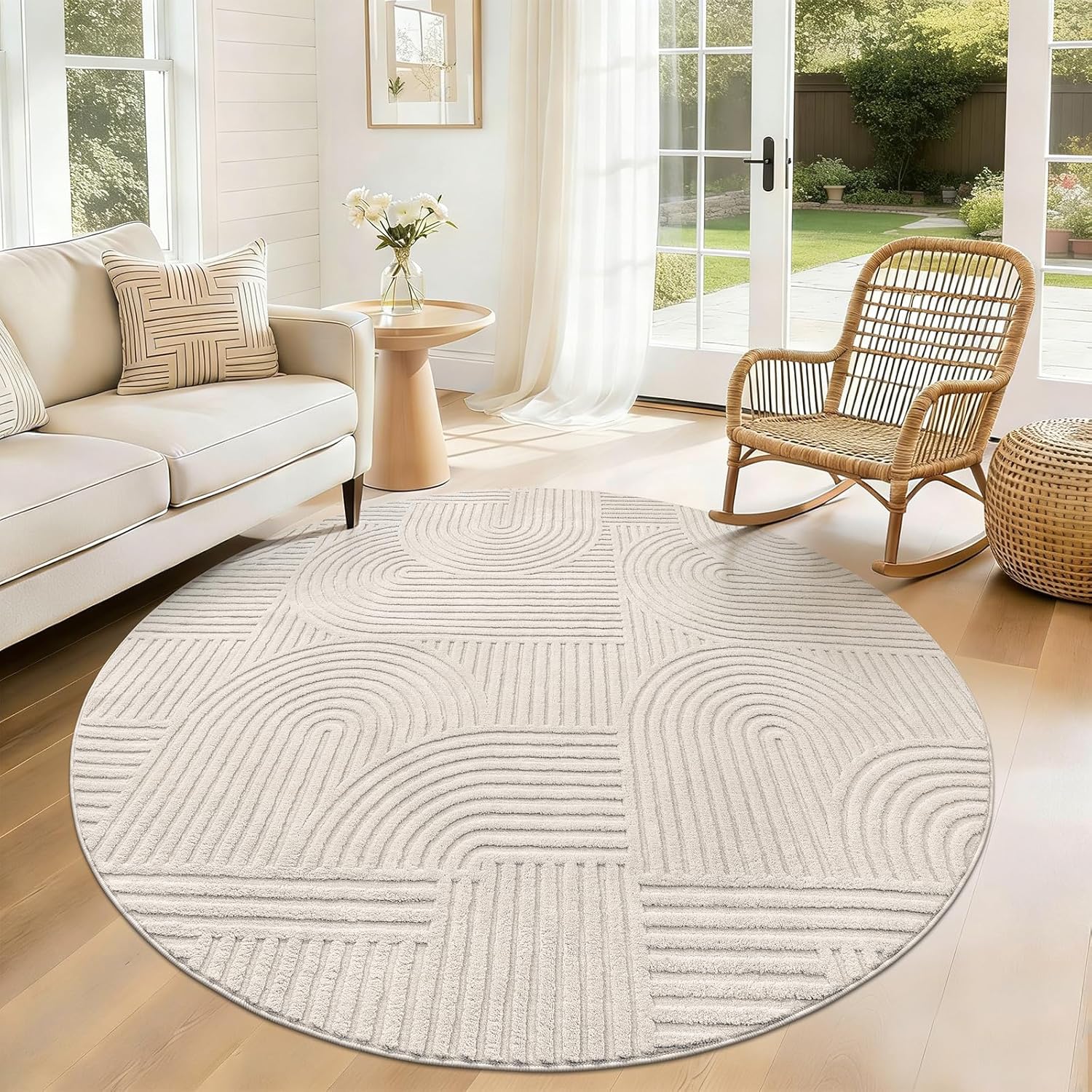 Modern Beige Washable Area Rug