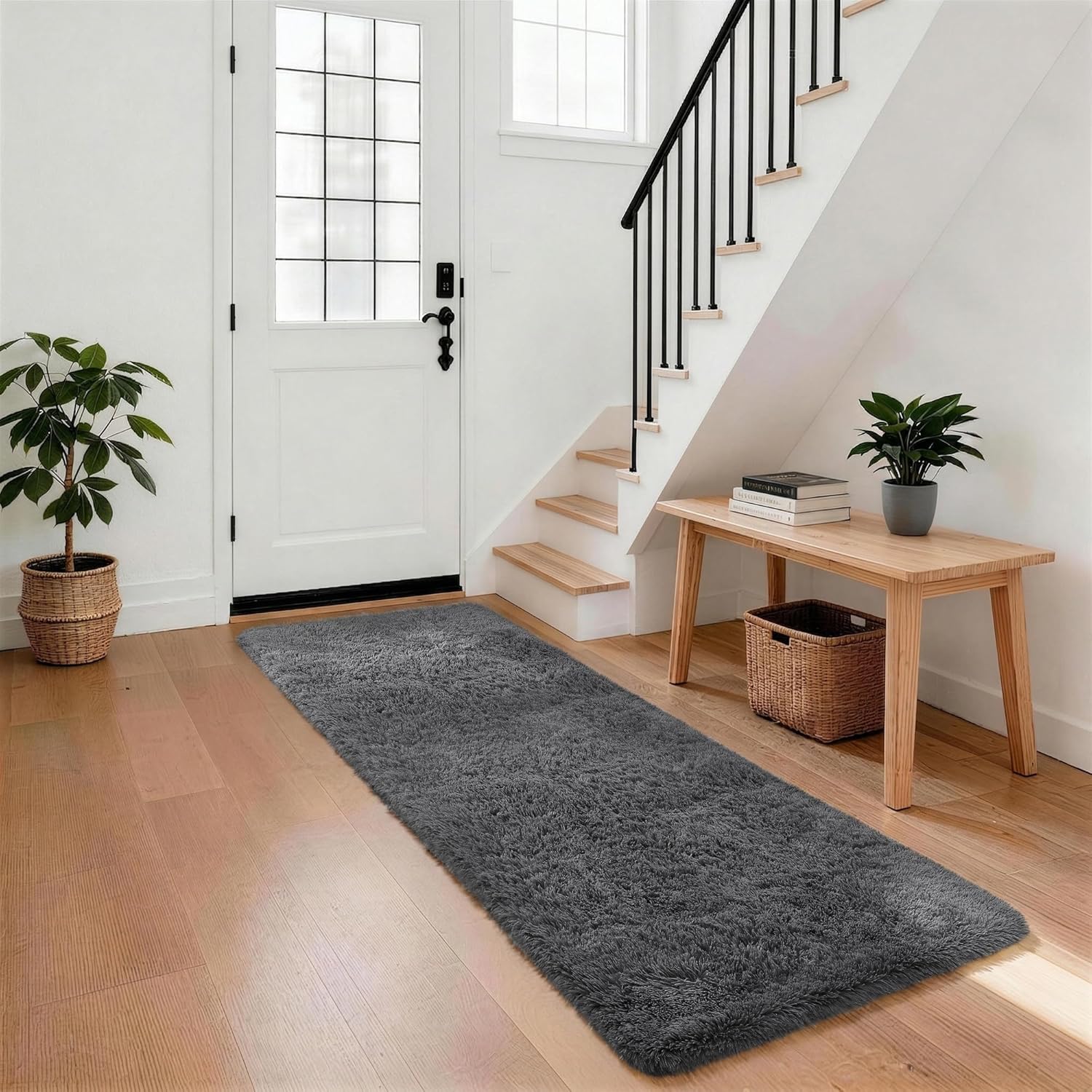 Grey Fluffy Shag Area Rug