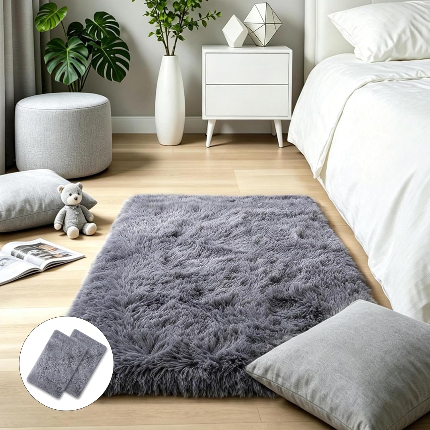 Pink Fluffy Shag Area Rug