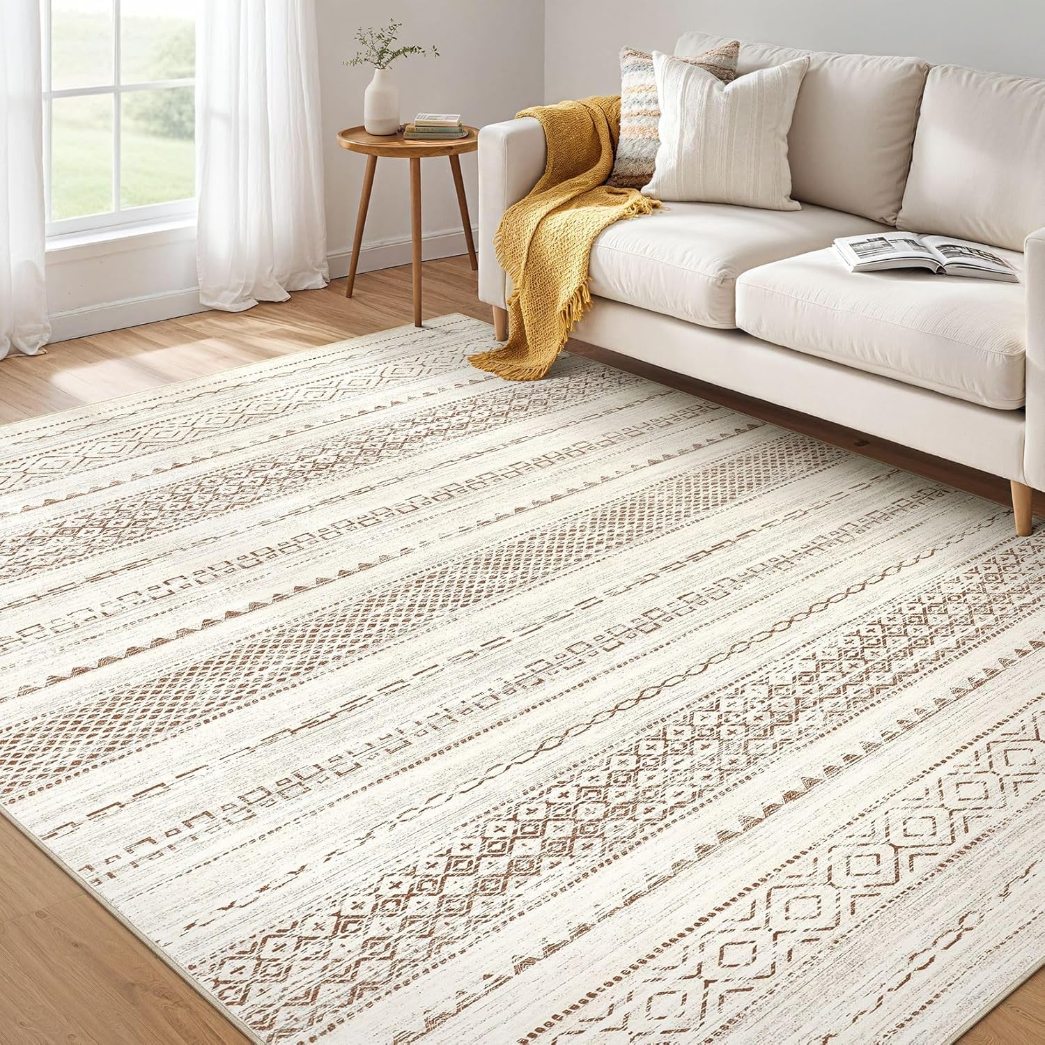 Boho Moroccan Washable Area Rug