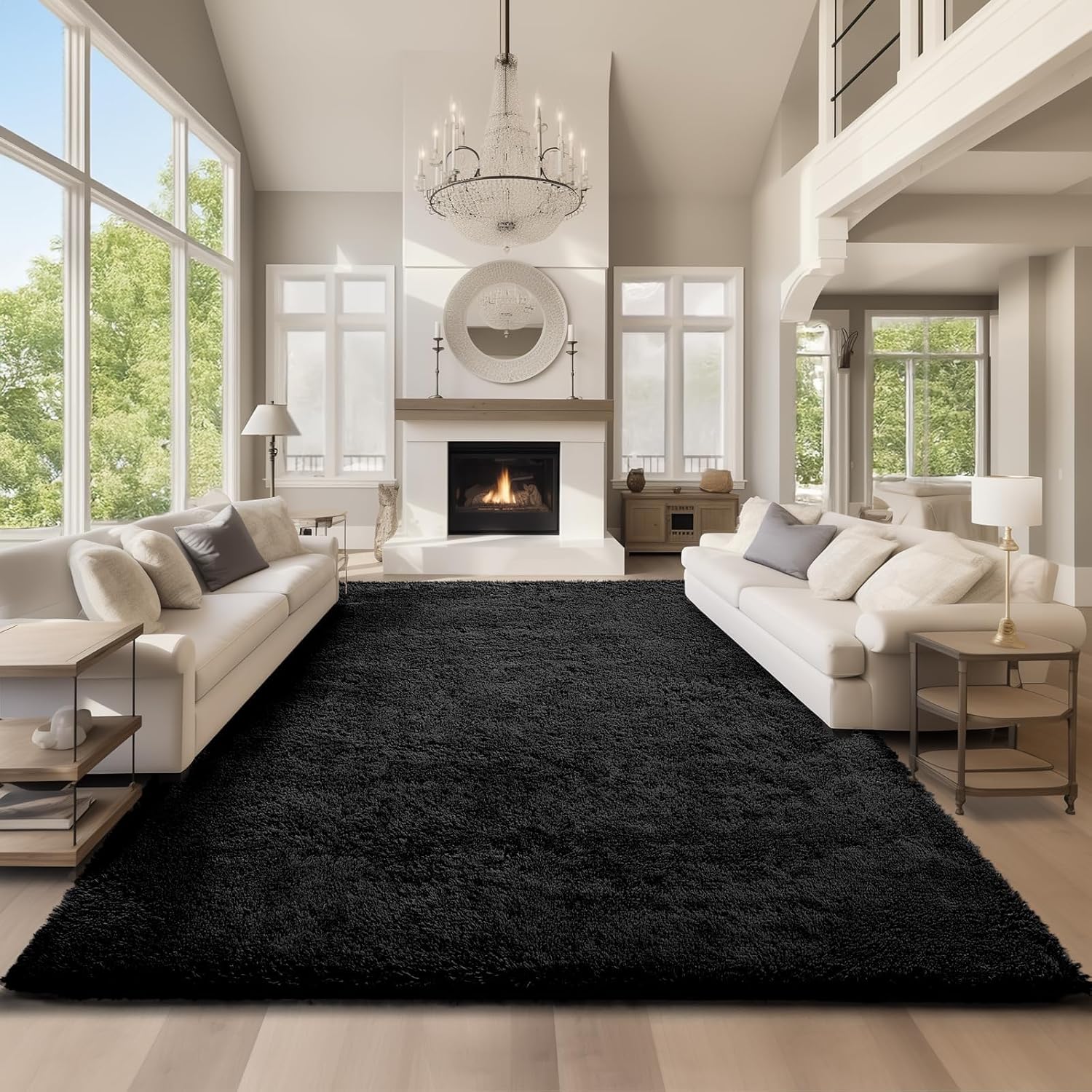 Grey Fluffy Shag Area Rug