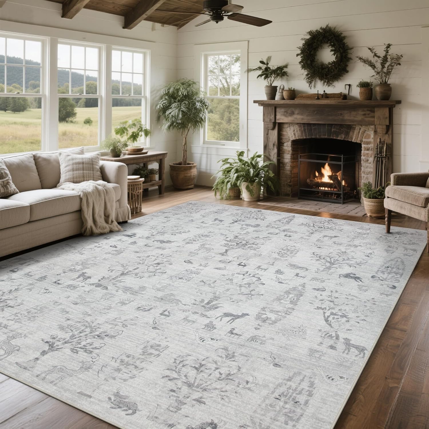Vintage Faux Wool Area Rug
